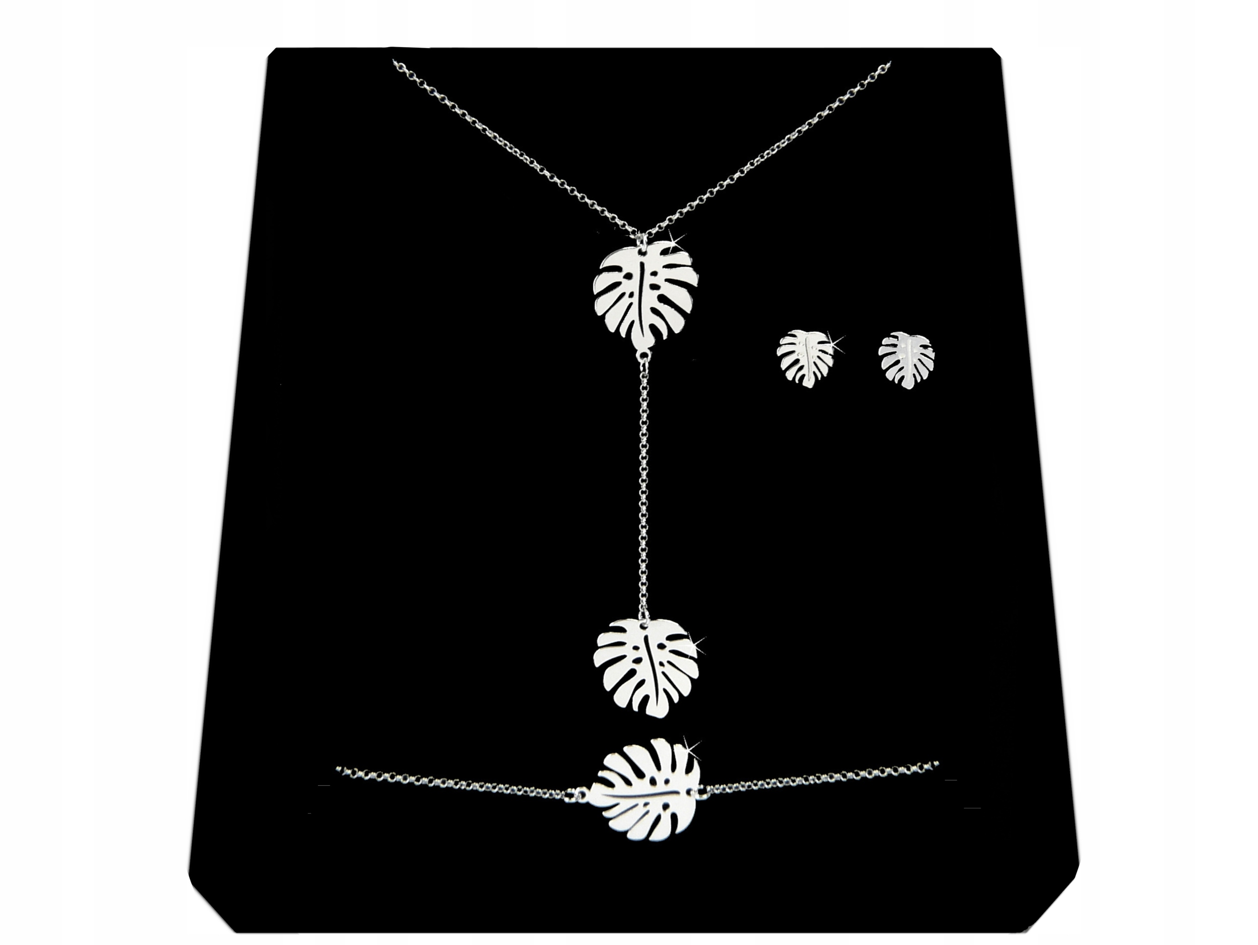 

Komplet Liść Monstery Monstera srebro 925