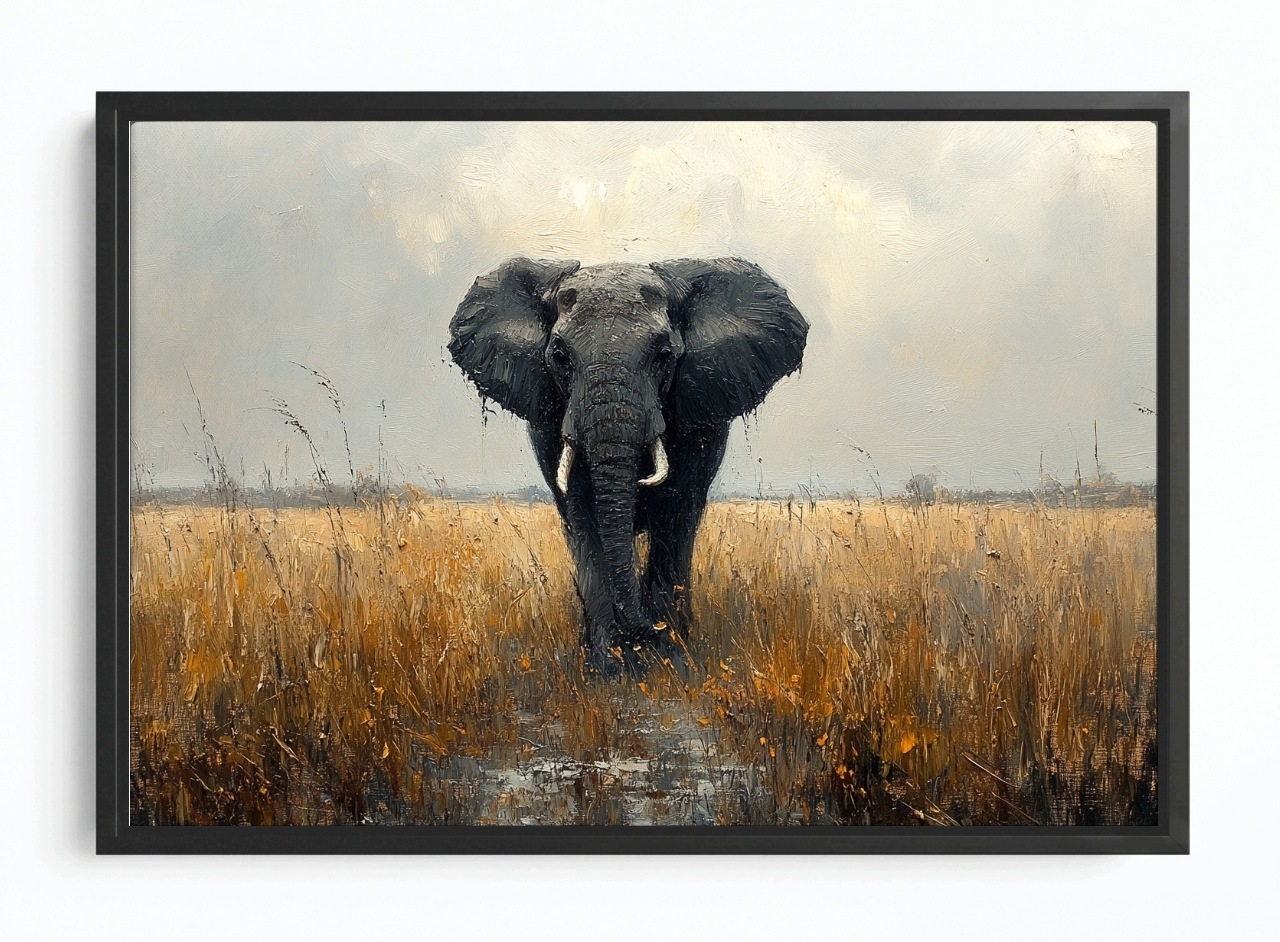 Obraz Rám Americký Box Příroda Zvíře Afrika Slon Savana 60x40