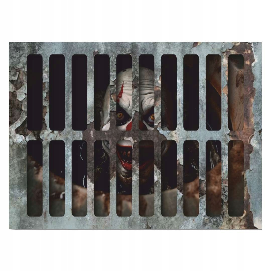 NAKLEJKA podłogowa HALLOWEEN błazen KLAUN strach kanał stal