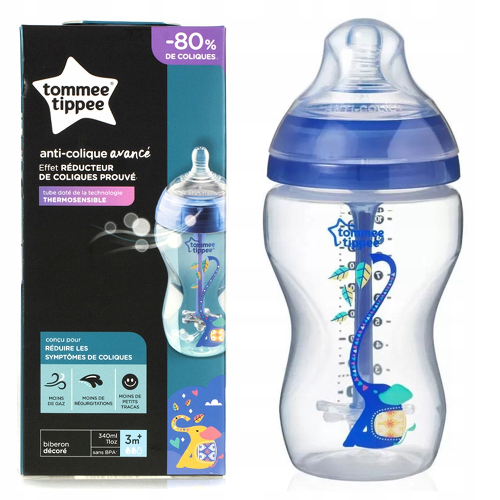 TOMMEE TIPPEE BUTELKA ANTYKOLKOWA 340 ml CZUJNIK