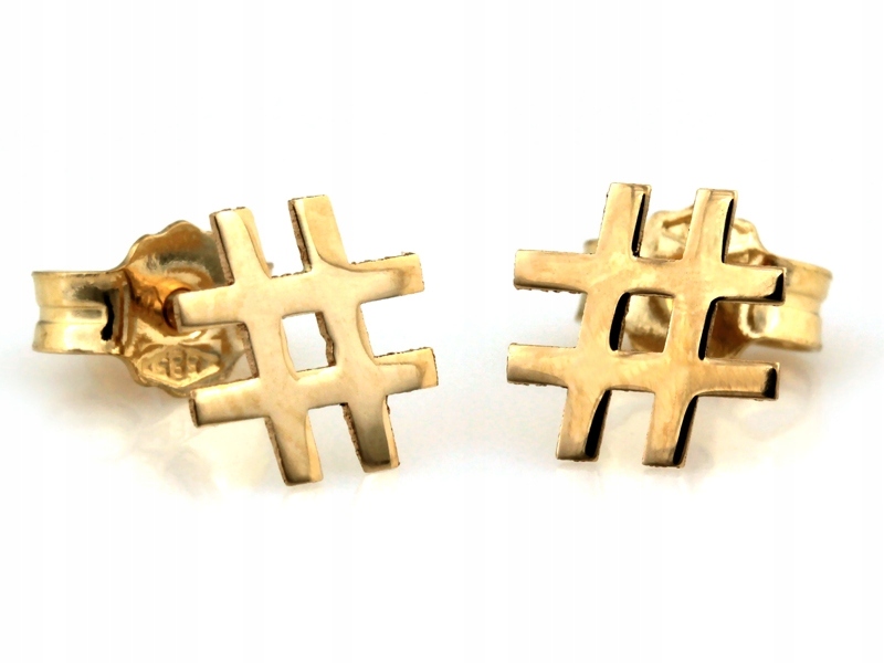 Náušnice zlaté 585 14k Mřížkový křížek lesklé na tyčinku 0,68 g