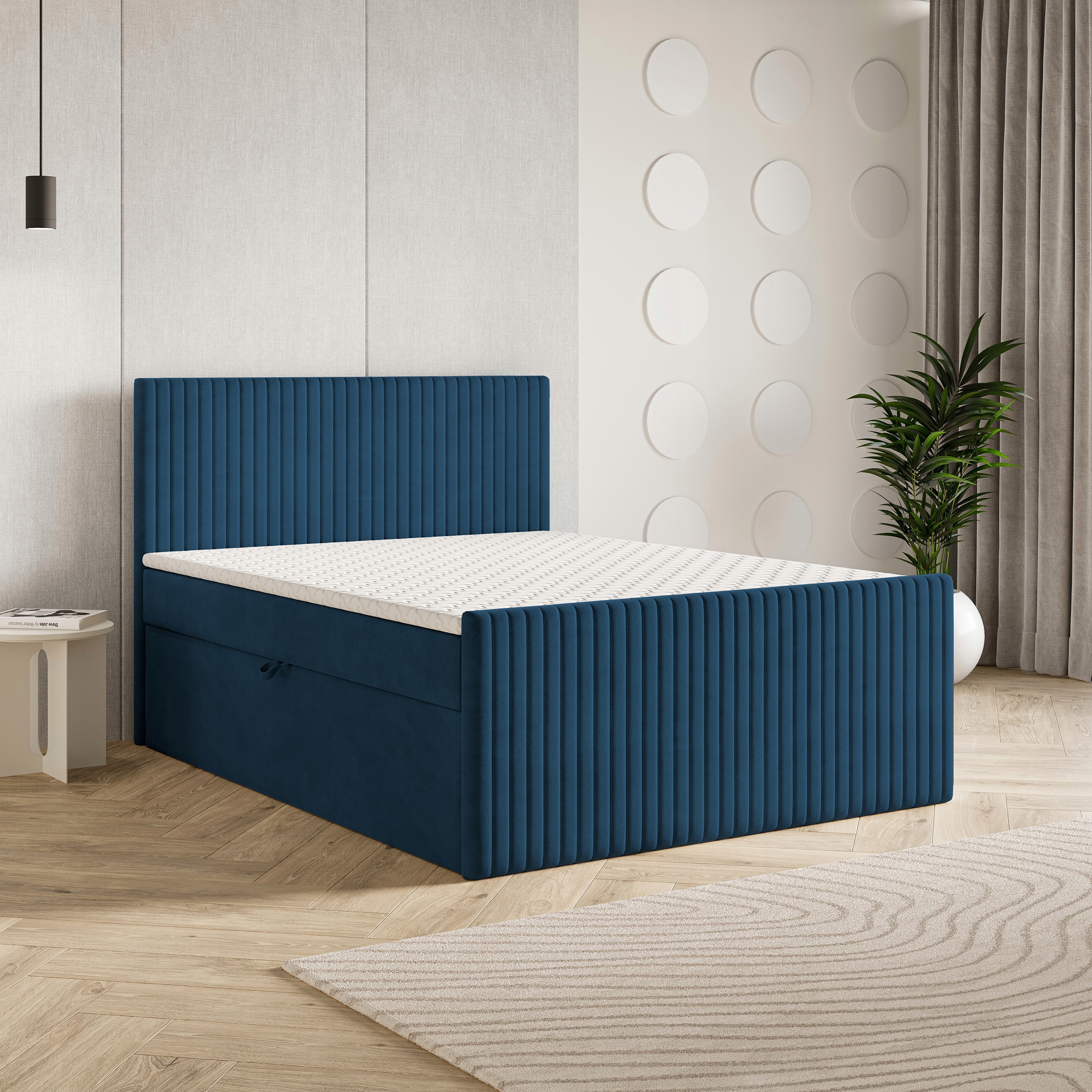 Kontinentální postel Tervan 160x200 Pohodlná Matrace Kontejnery Modrá