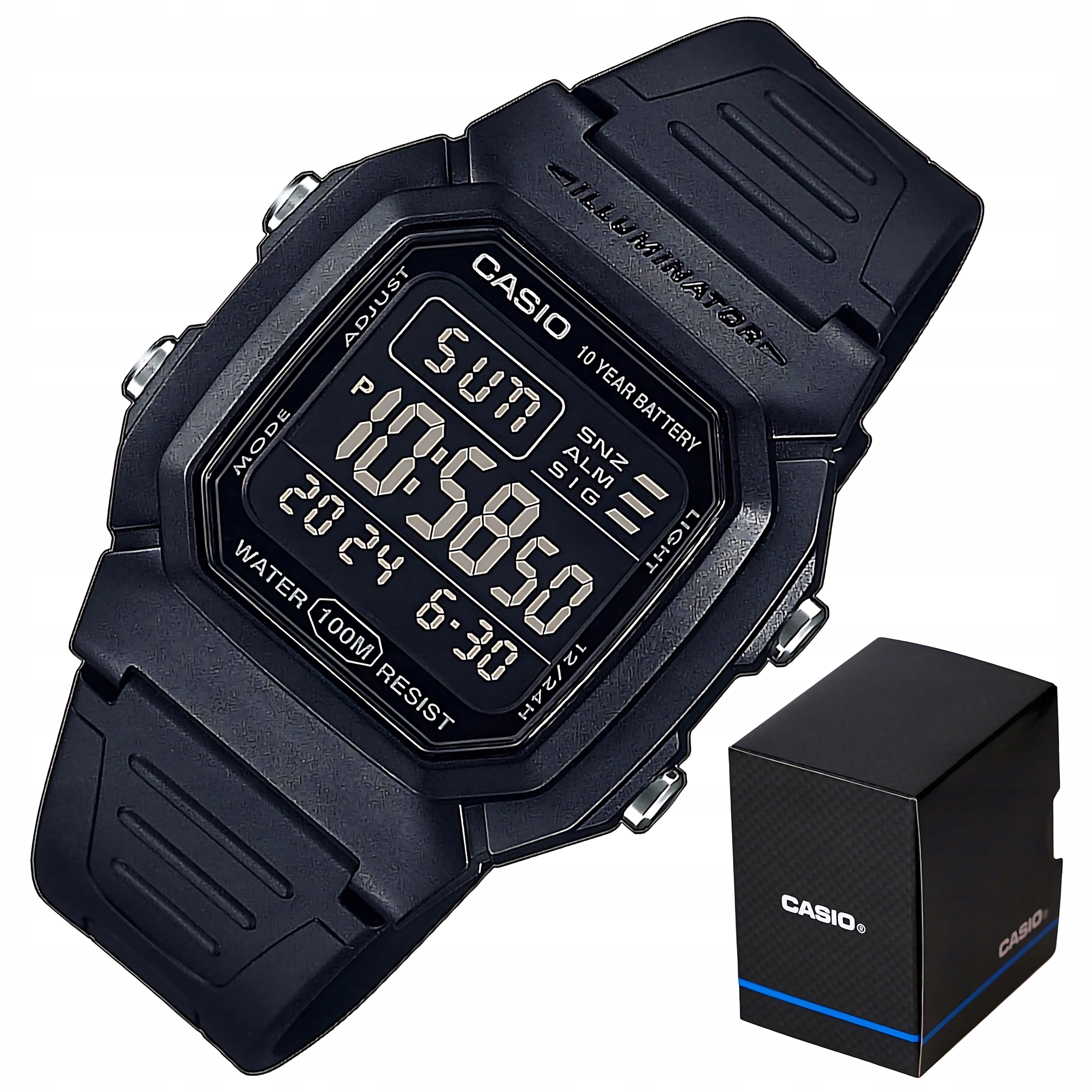 Hodinky Casio W-800H-1BVES Černé Unisex Vodotěsné 10 let bateriový box