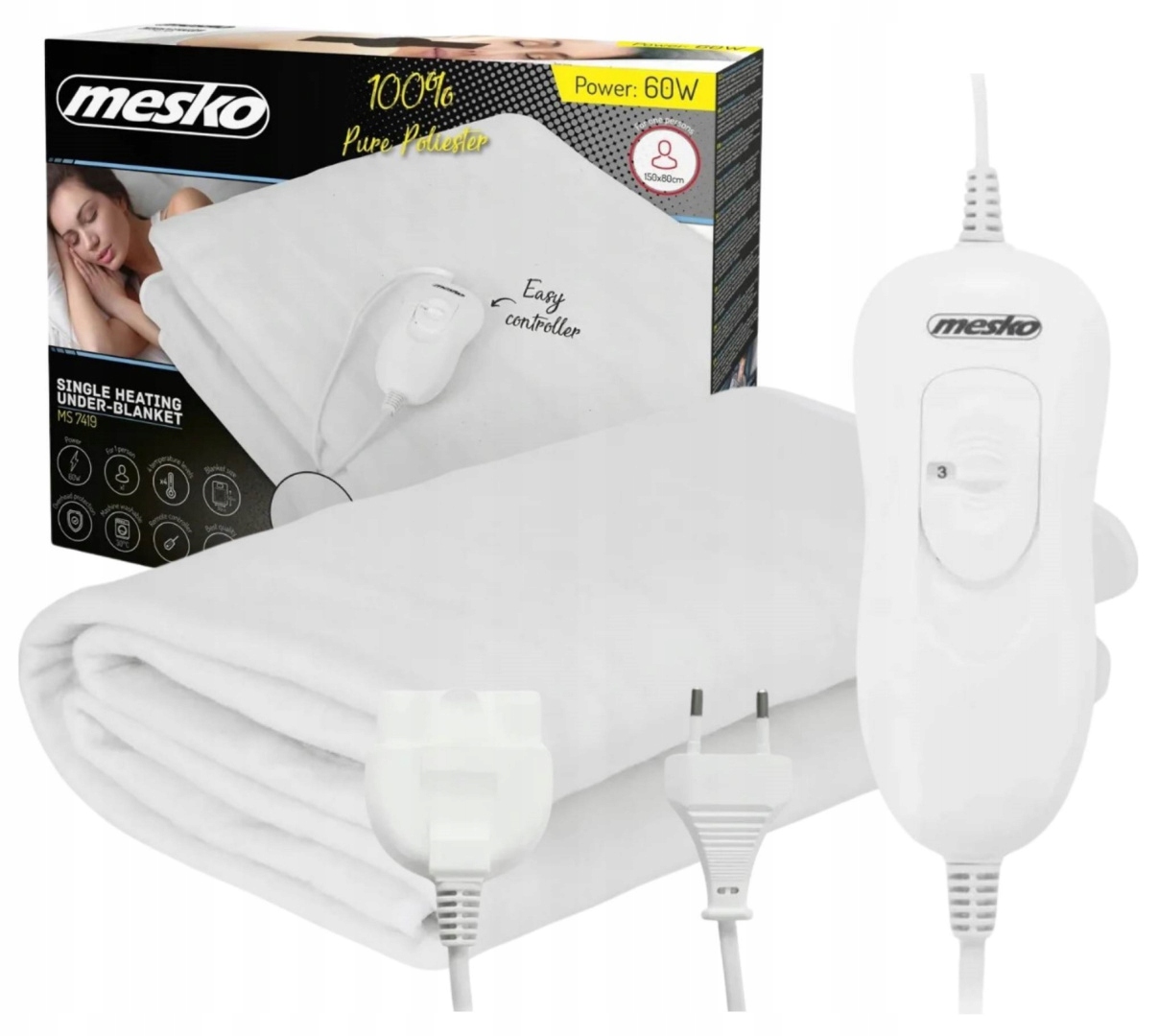 Koc Elektryczny miękki Grzejący 150x80cm Ciepły Mata Grzewcza