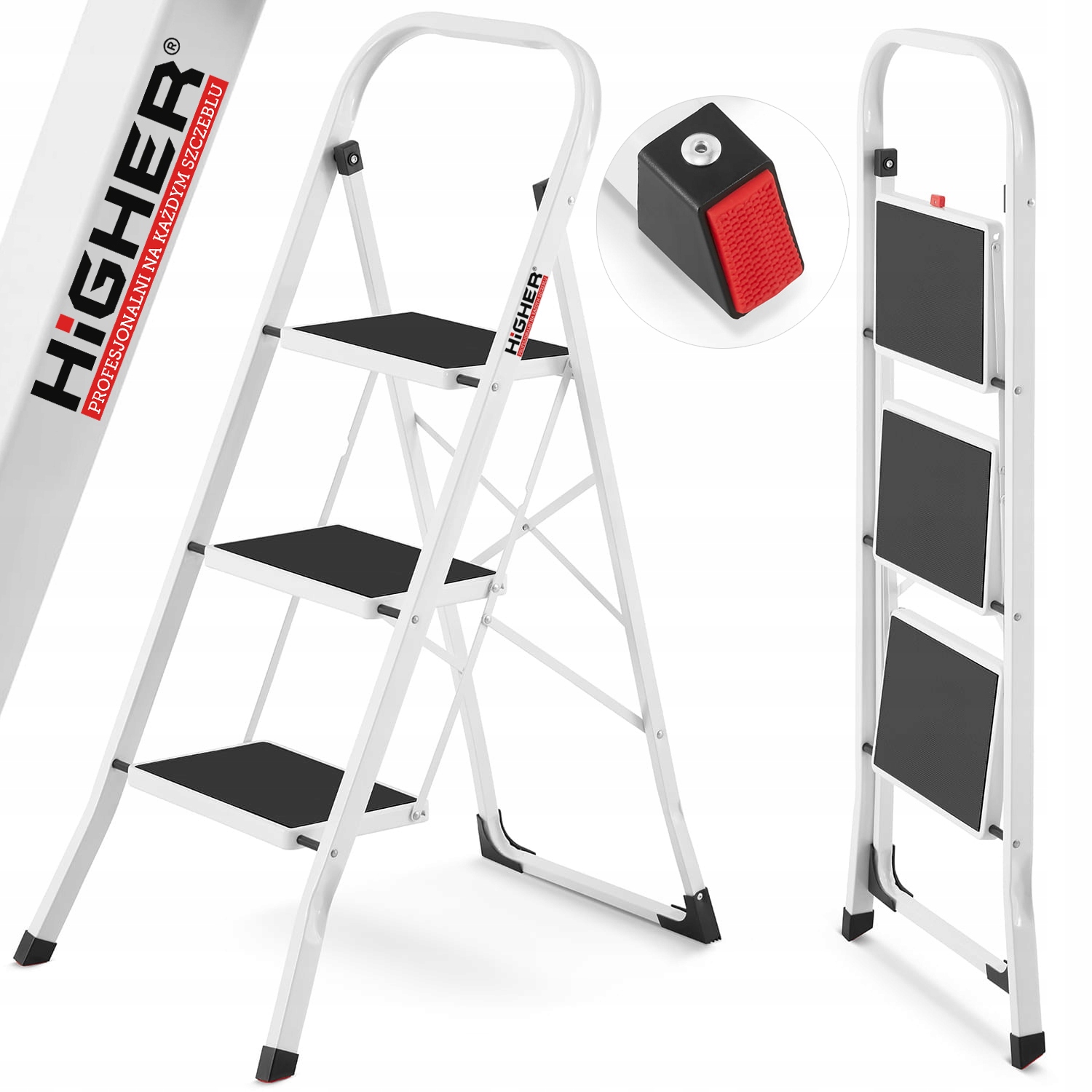 Žebřík Lehký skládací ocelový žebřík Schody 3 stupně Higher Bi