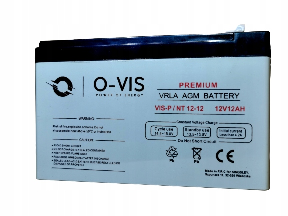 

Akumulator Żelowy 12V 12Ah Ups Auto Skuter Premium