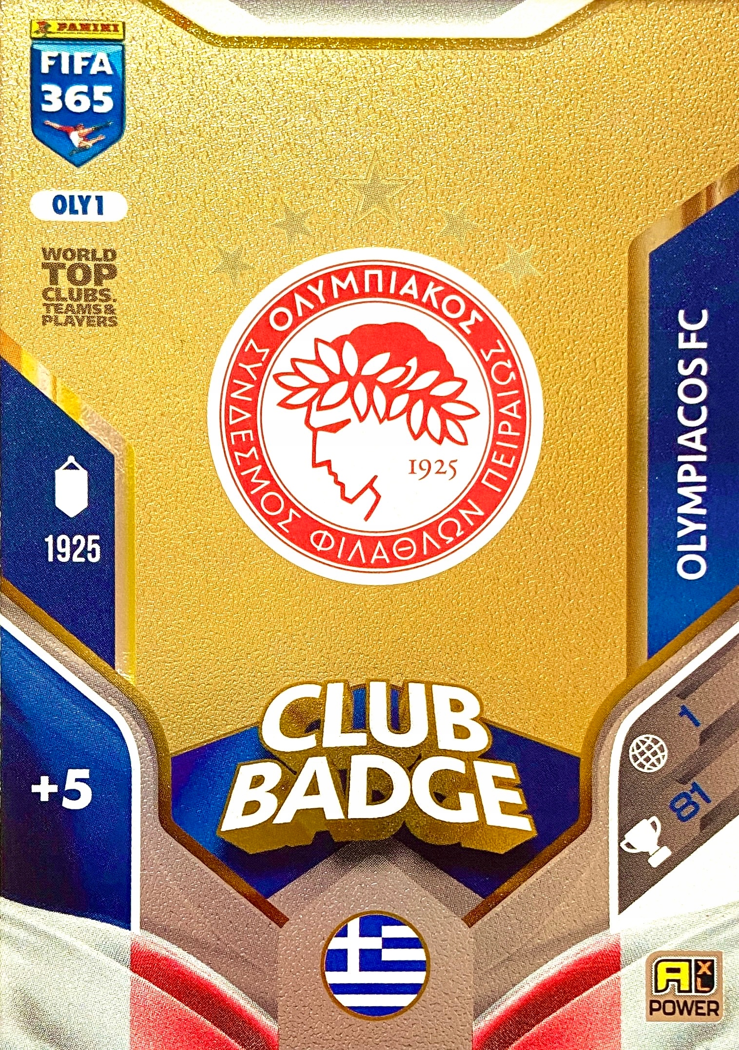 Panini Fifa 365 2026 Power Club Badge Logo OLY1 Olympiacos Fc