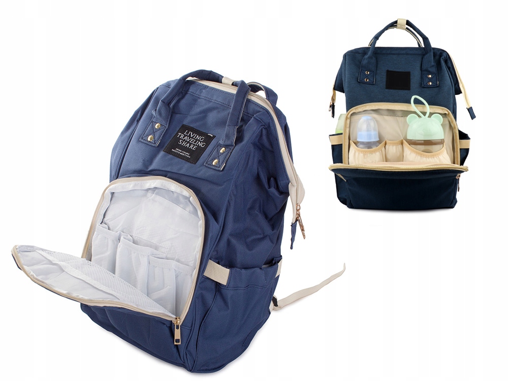 TORBA DO WÓZKA PLECAK ORGANIZER DLA MAMY TATY 3W1 Odcień granatowy