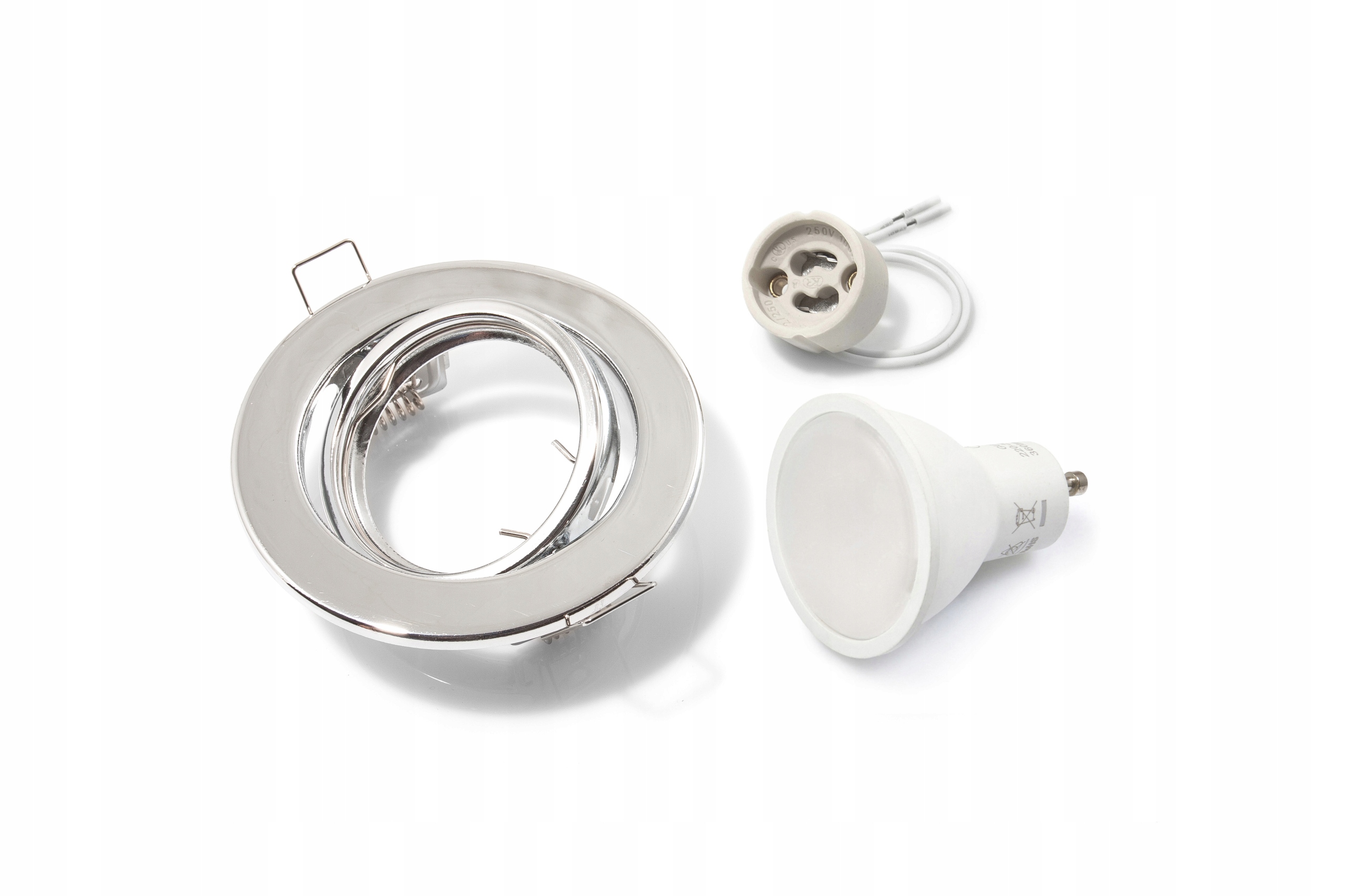 ZESTAW OPRAWA HALOGENOWA RUCHOMA CHROM + ŻARÓWKA LED 5W + GU10 4500K