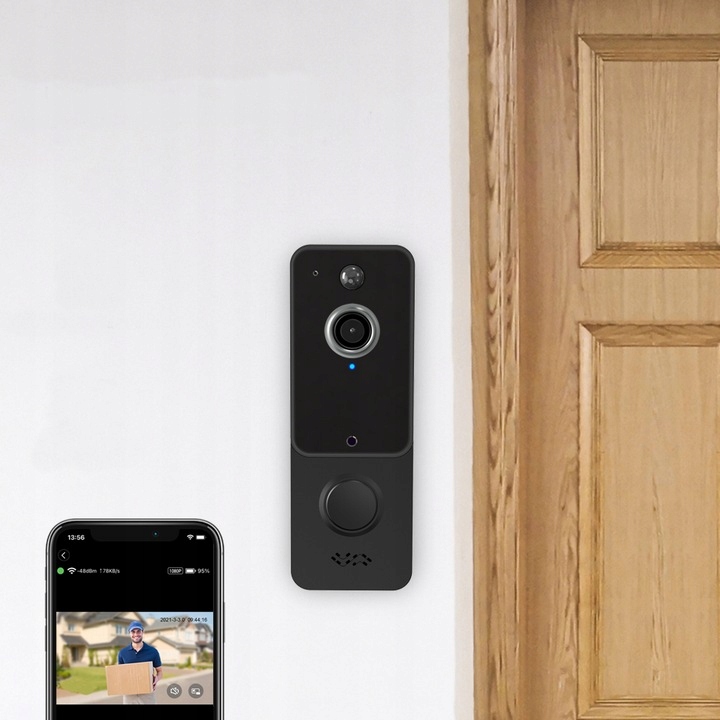 DZWONEK BEZPRZEWODOWY Z KAMERĄ DO DRZWI FURTKI WIFI SMART ZDALNY PODGLĄD Kod producenta Spreest WIDEODOMOFON KAMERA DO DRZWI WiFi TA1