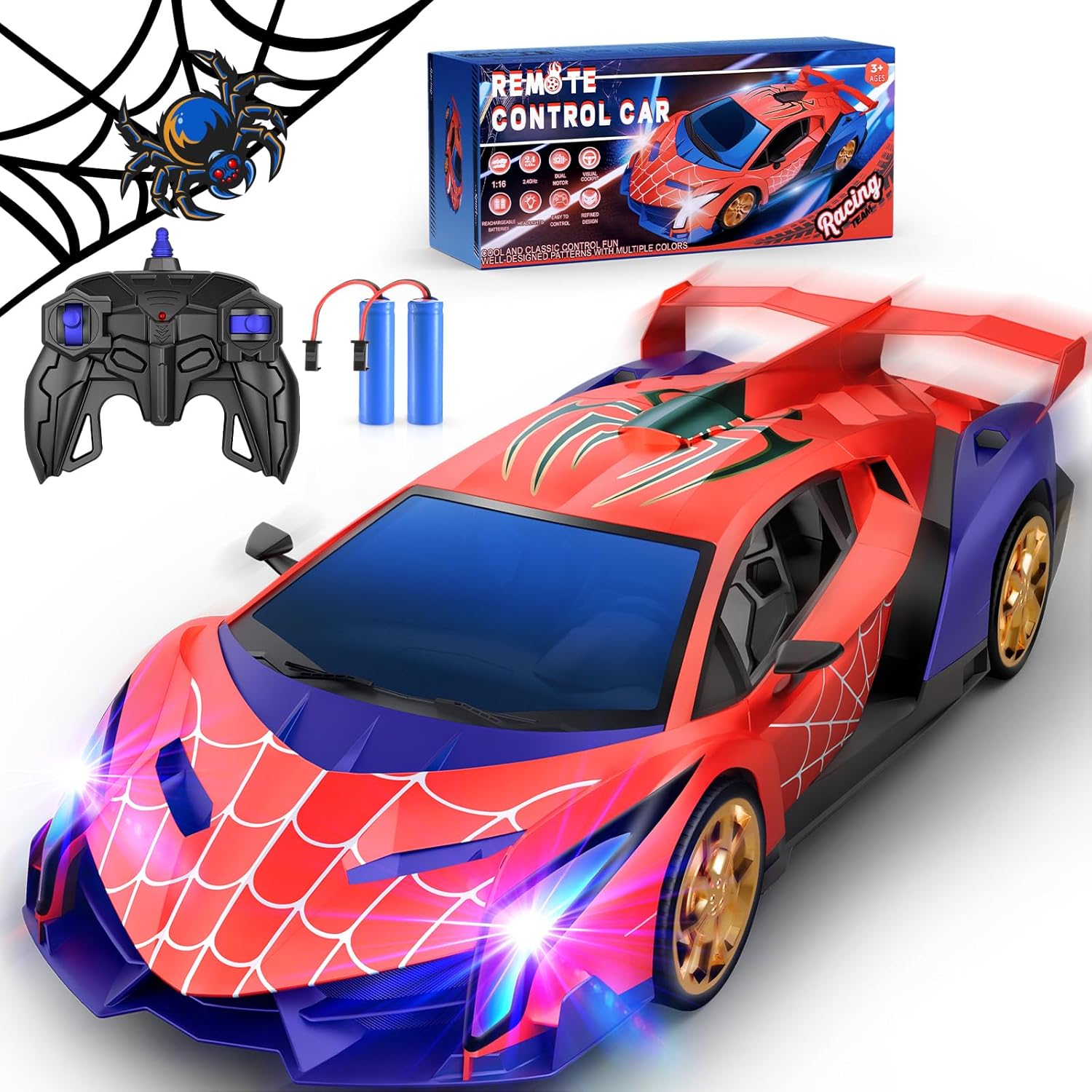 SAMOCHÓD ZDALNIE STEROWANY SAMOCHODZIK WYŚCIGOWY MOTYW SPIDERMAN 1:16