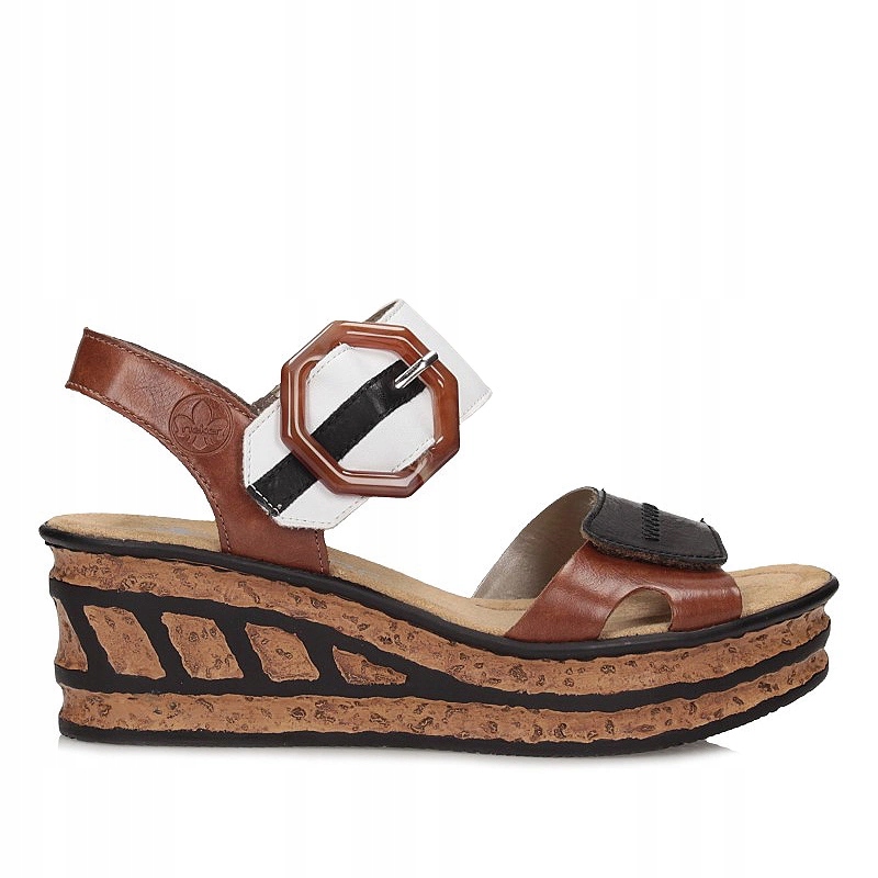 Pohodlné dámské sandály na ozdobném podpatku Rieker 68176-24