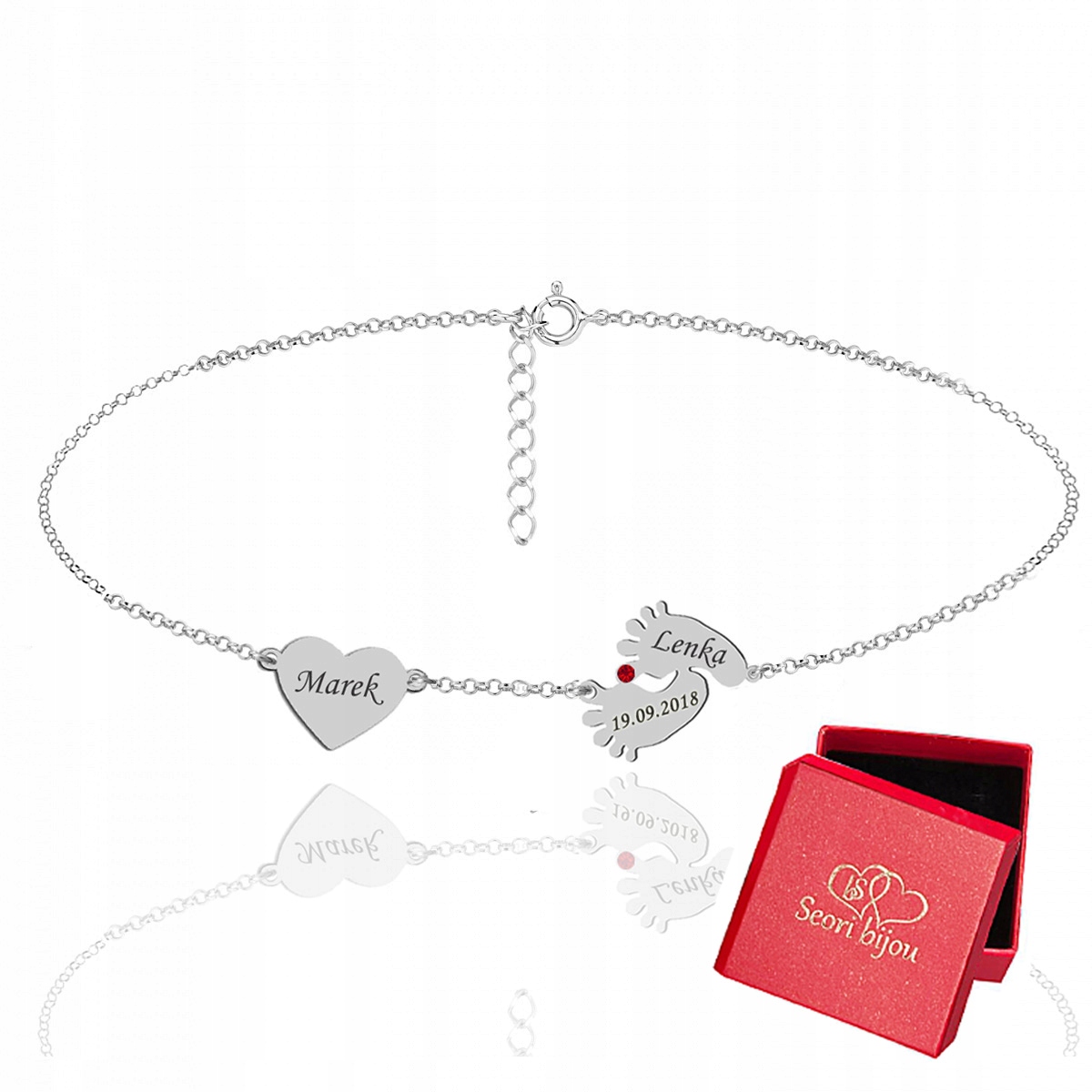 

Naszyjnik Stópki Serce Swarovski Srebro 925 Rod