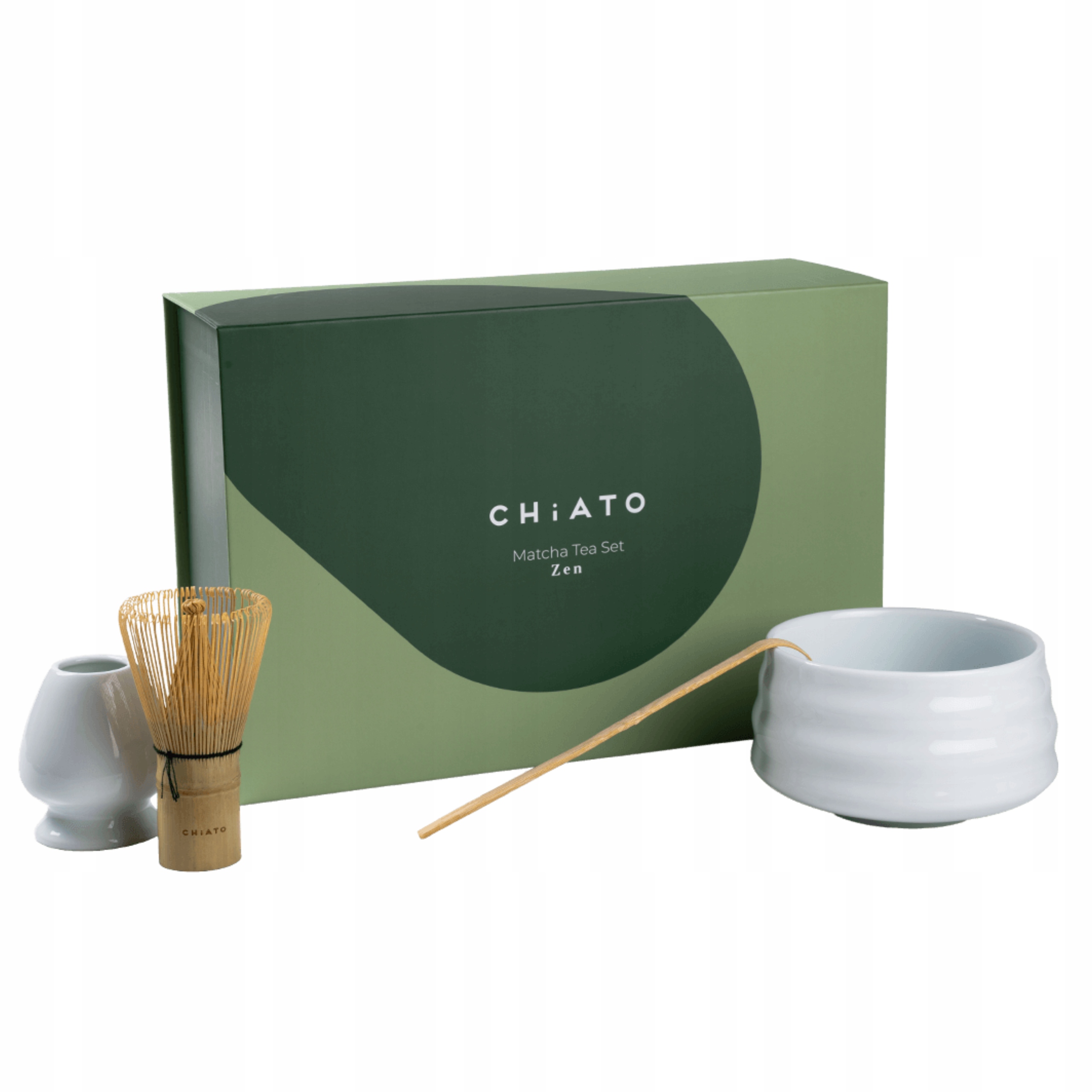 Levně Sada na čaj matcha CHiATO Zen Pure White bílá