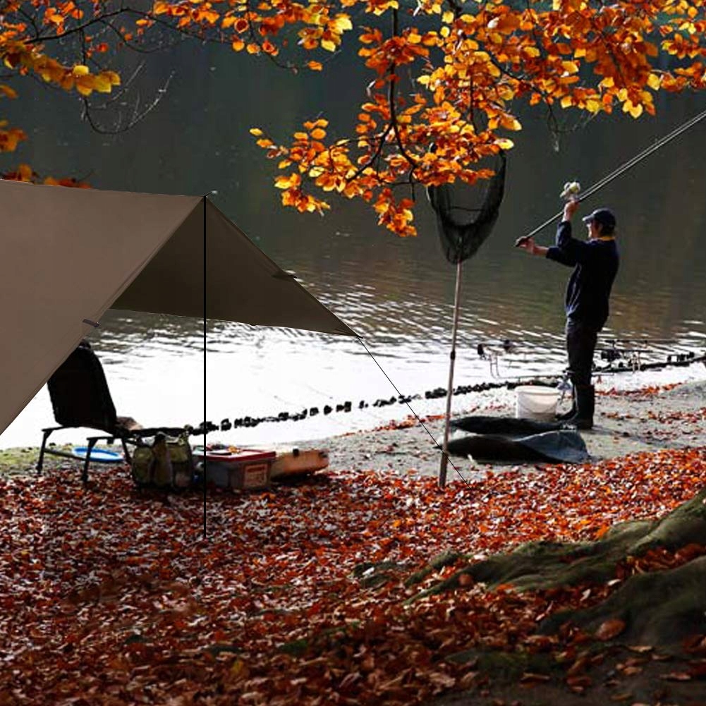KALINCO Tarp Campingowy Ochrona UV Przeciwdeszczowy 3x4.5M Brązowy — miniatura 6