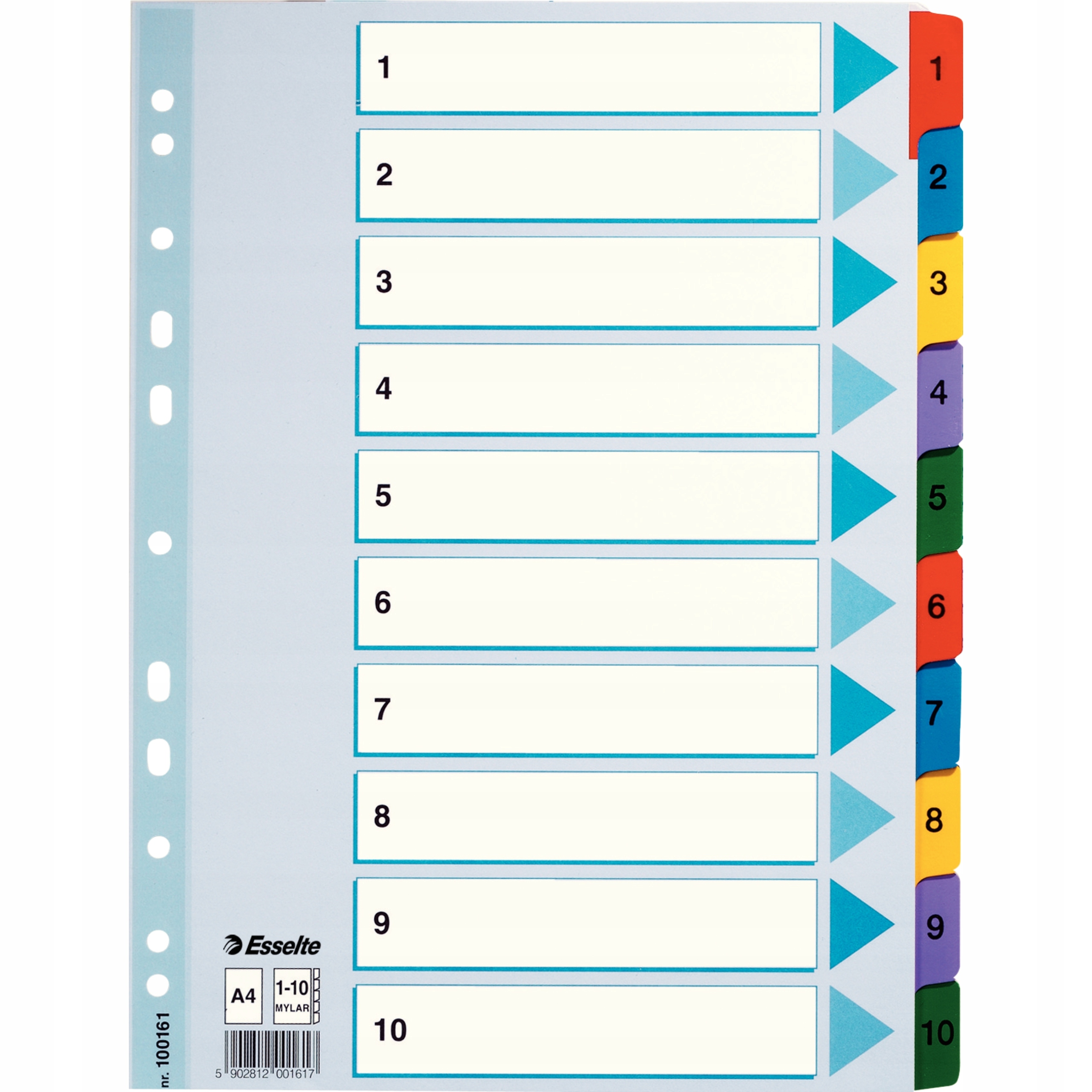 

Przekładki kartonowe Esselte A4 1-10 Mylar 100161