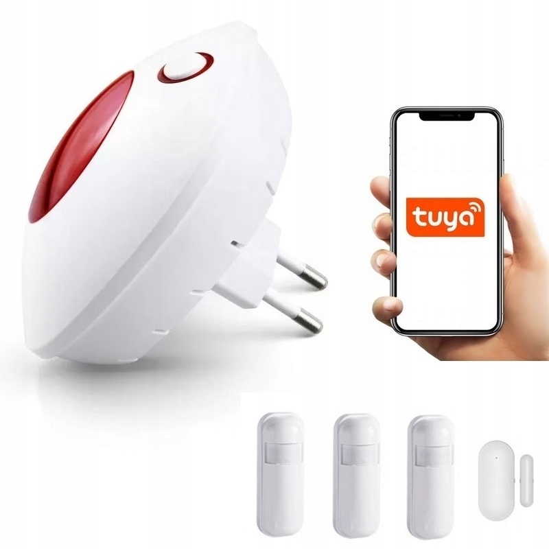 BEZPRZEWODOWA SYRENA ALARM 110DB WiFi TUYA + 3xPIR
