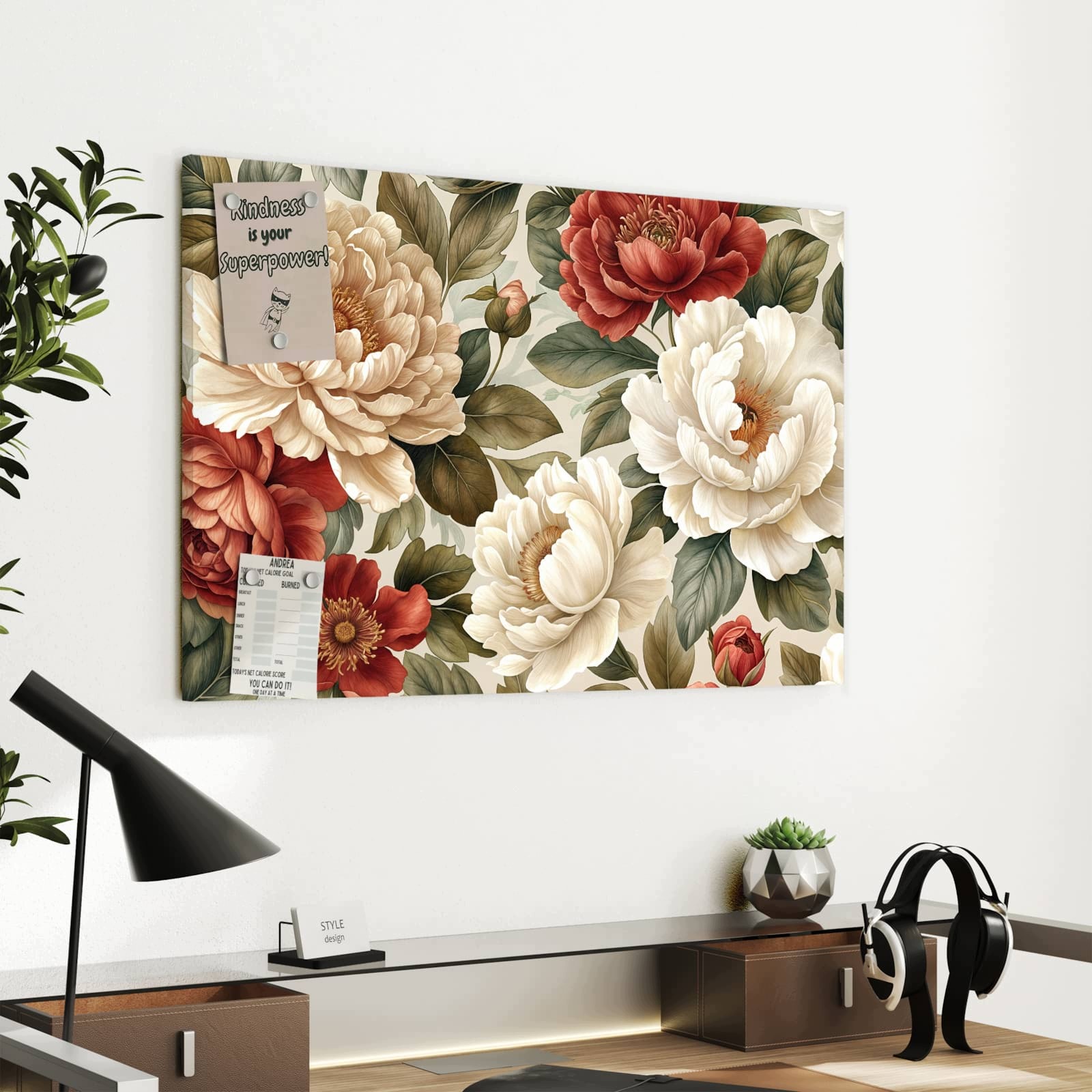 Magnetická tabule Květinový vzor květinový 60 × 40 cm
