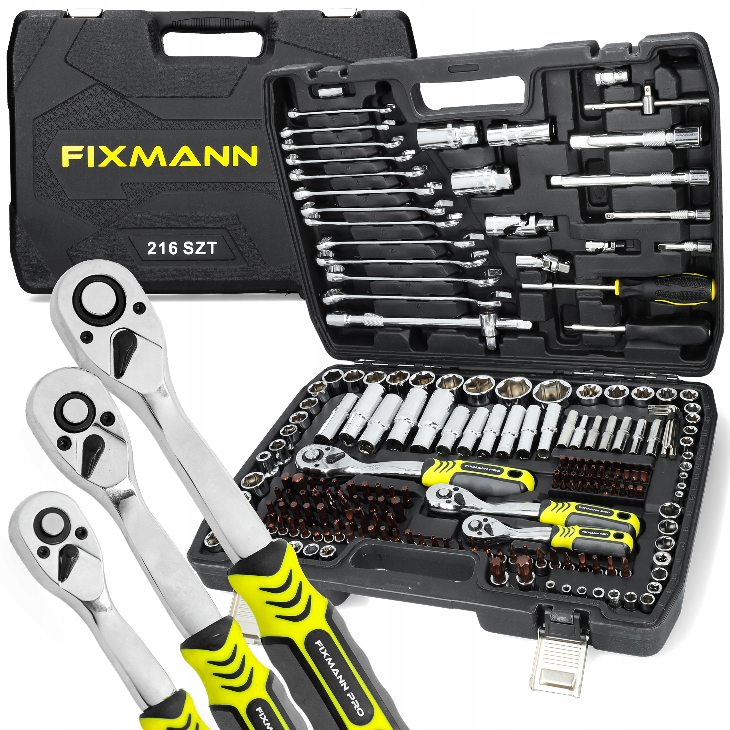 Zestaw narzędzi kluczy nasadowych 216 elementów walizka