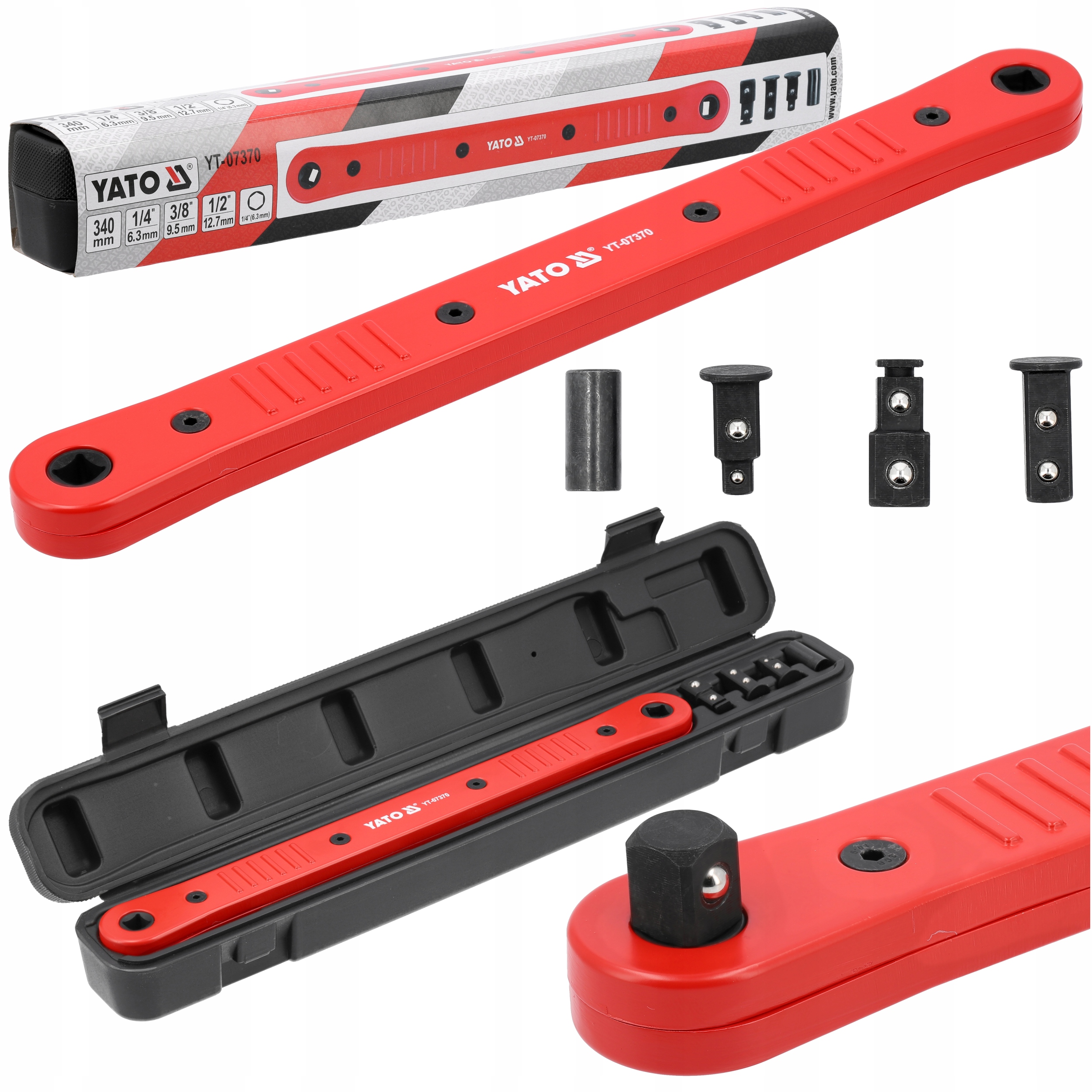 Yato klucz przekładniowy 340 mm 3 uchwyty 1/4'' 3/8'' 1/2'' YT-07370
