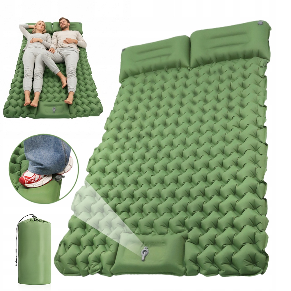 Materac Dmuchany Turystyczny 2 Osobowy Pompka Nożna Tpu 195x120cm Camping