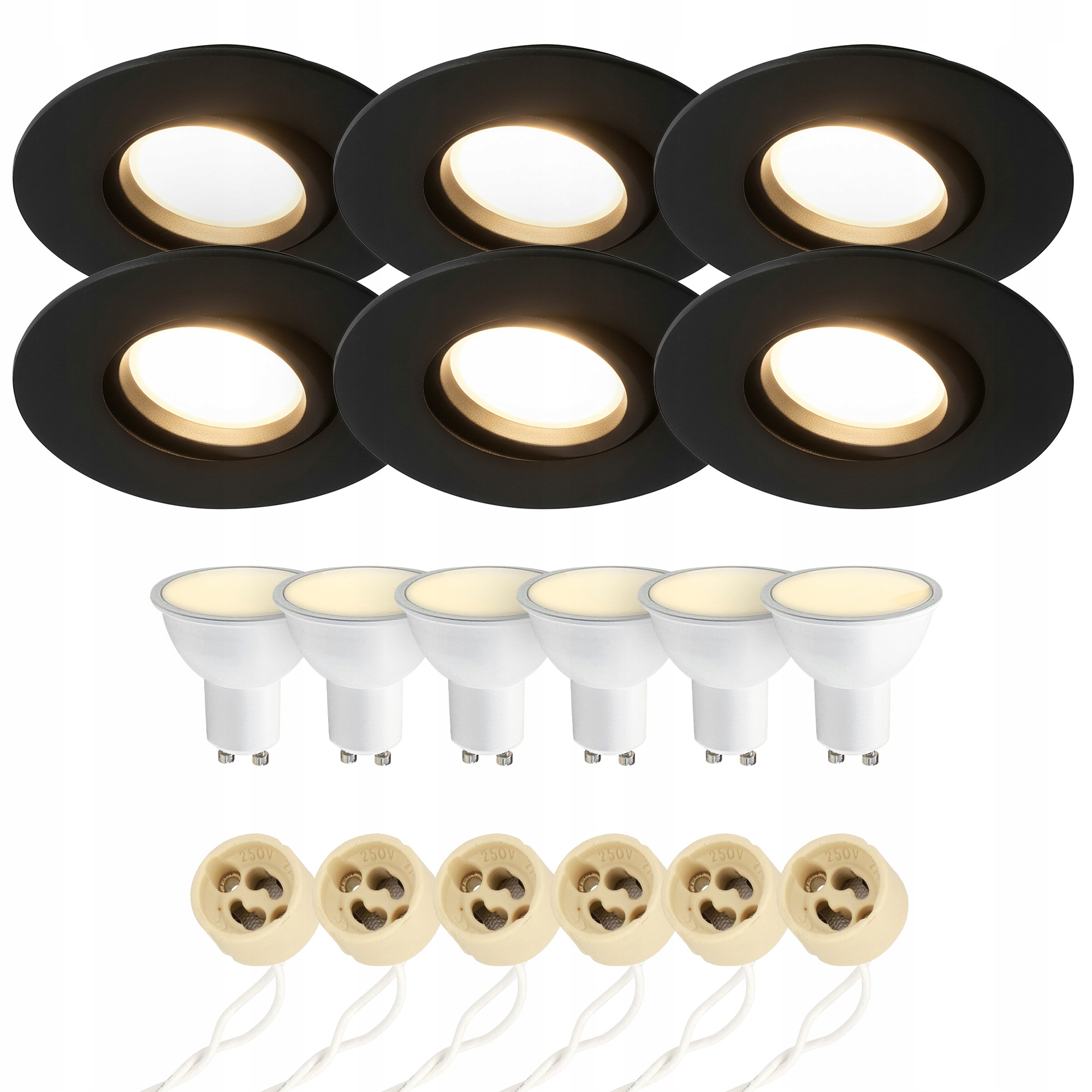 6x Edo Halogenové podomítkové svítidlo Poli IP44 Černá Led GU10 3000K 7,5W