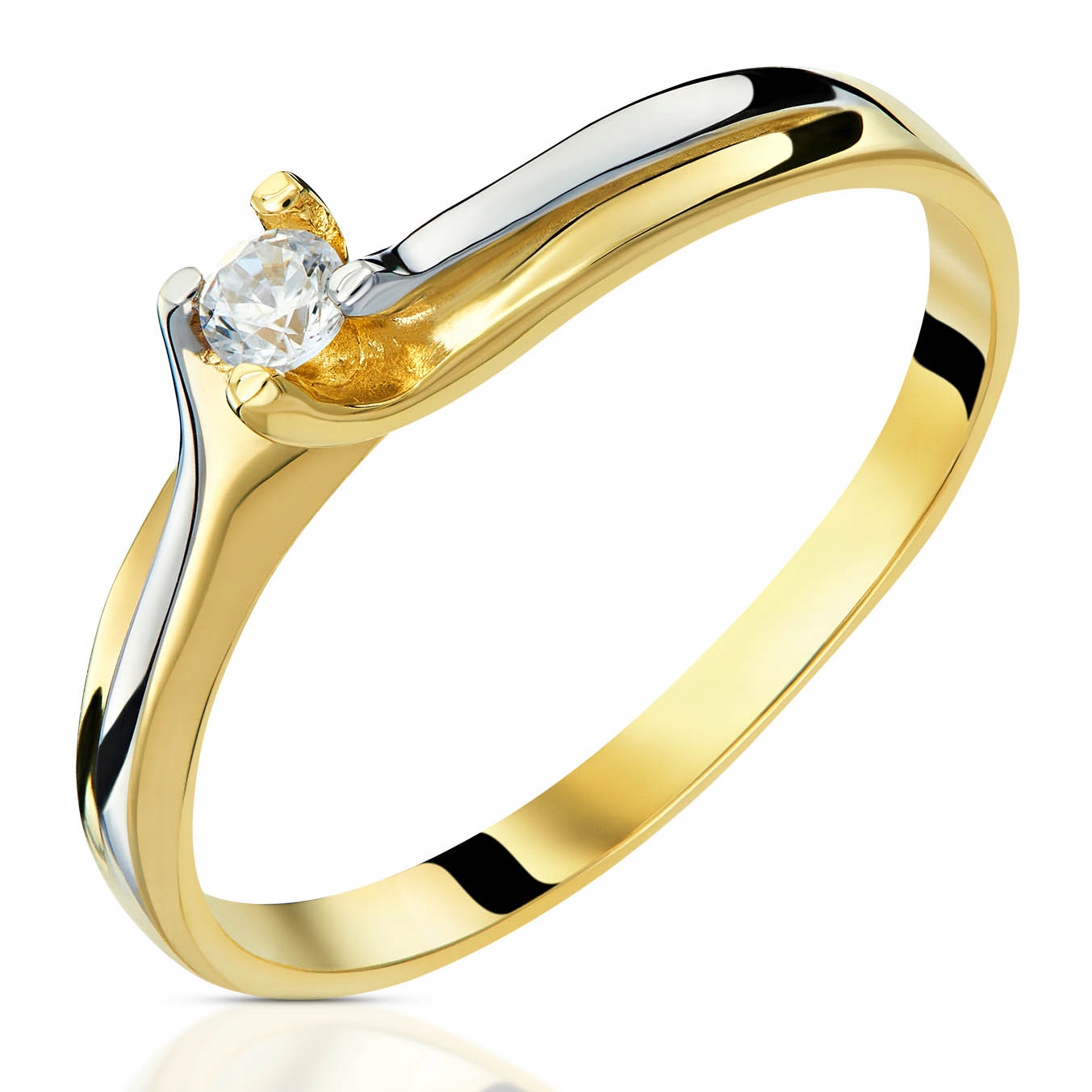 ZŁOTY PIERŚCIONEK 585 BRYLANT DIAMENT 0,06ct 24h Waga 1.7 g