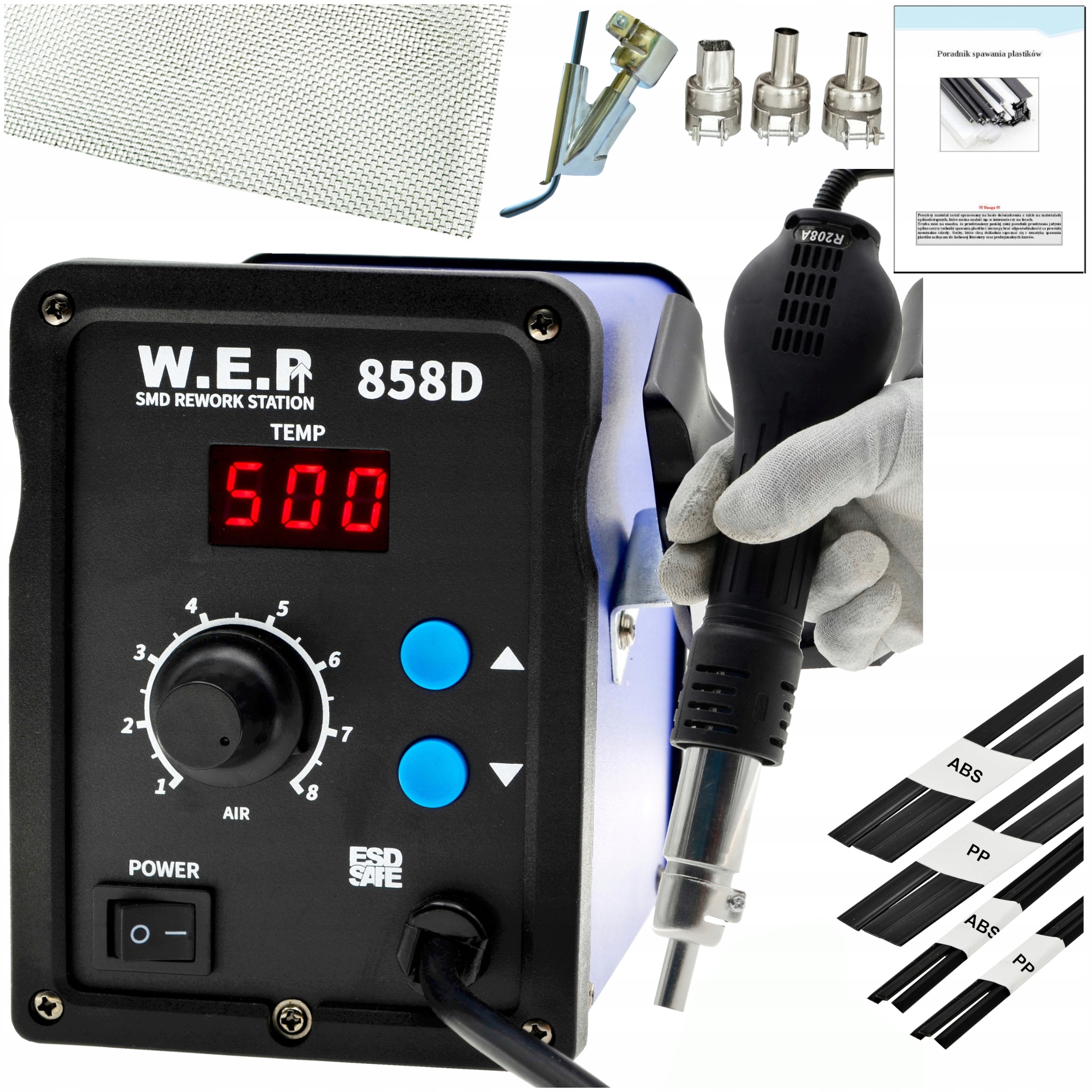 Spawarka Plastiku Wep 858D +dysze Plastik Siatka