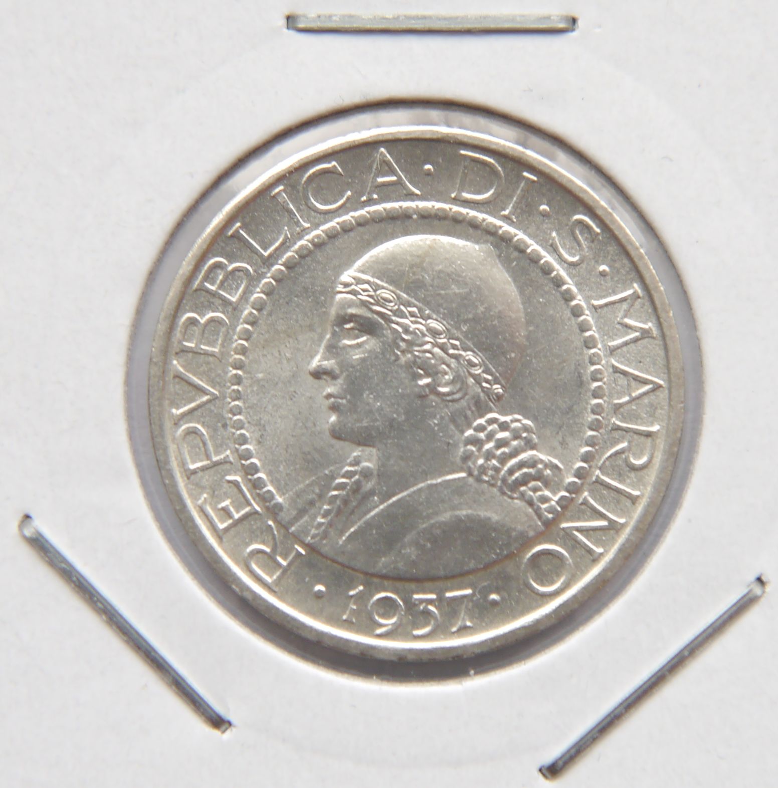 SAN MARINO 5 LIRE 1937 SREBRO