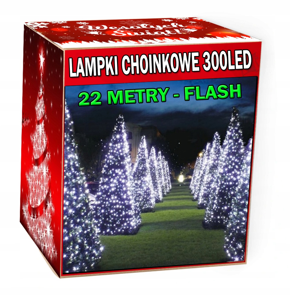 LAMPKI CHOINKOWE 300LED FLASH 22 METRY ZEWNĘTRZNE