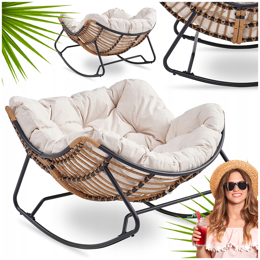 Zahradní houpací křeslo Houpačka odpočinkové Na Terasu do obývacího pokoje, béžové Elton