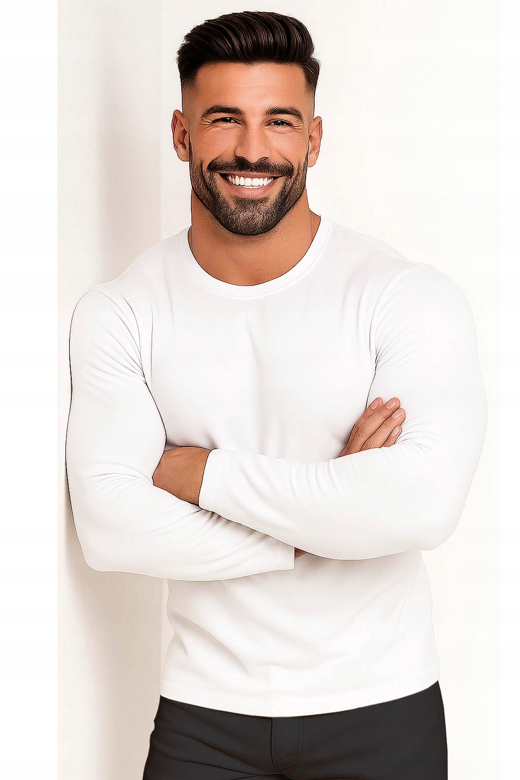 Tričko Pánské S Dlouhým Rukávem Longsleeve Přiléhavé Tričko XXL Bílá