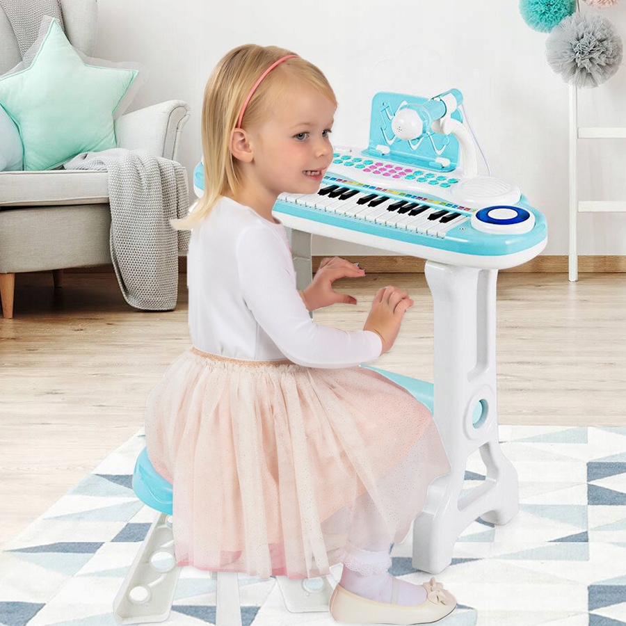 ORGANY Pianinko Niebieskie Z MIKROFONEM 37 klawiszy NAGRYWANIE MP3 +TABORET Marka Stator