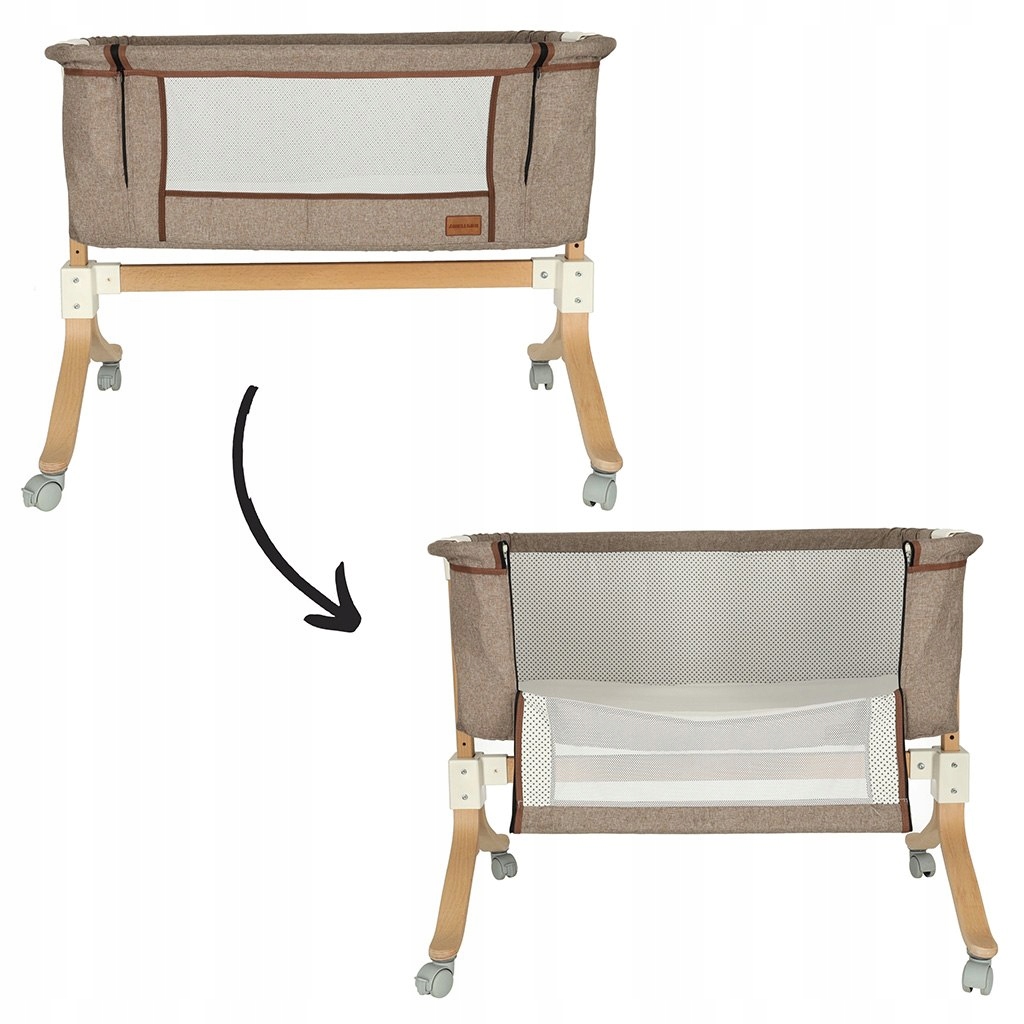 ŁÓŻECZKO DOSTAWKA DLA NIEMOWLĄT DREWNIANA KOŁYSKA KOJEC BRĄZOWY Marka bez marki