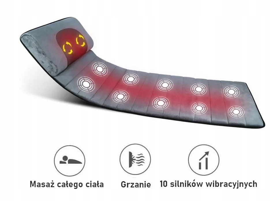 Mata masująca Materac masujący do masażu SHIATSU na łóżko Masaż i Wibracje Długość (cm) 155