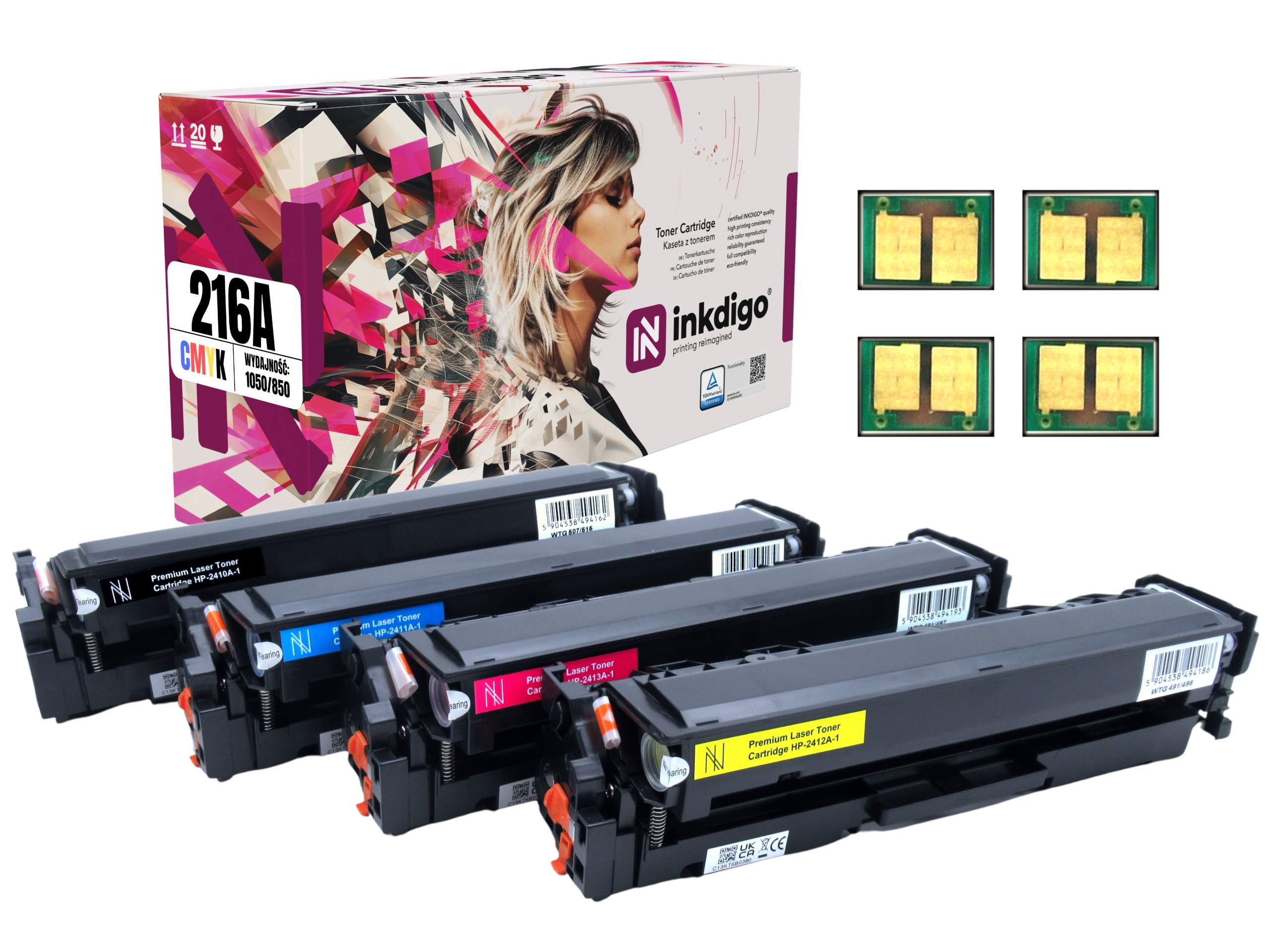 4x Toner s Čipem pro Hp Color LaserJet M182n M183fw náhradní díly W2410-W2413A