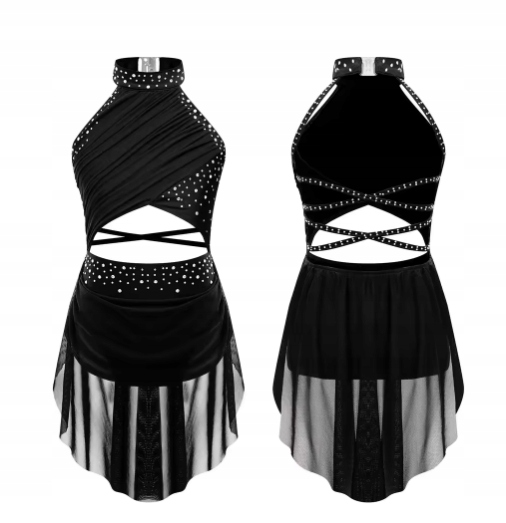 Strój Do Latino Sukienka Body Sukienka Tutu Do Tańca 152 Czarna 2519