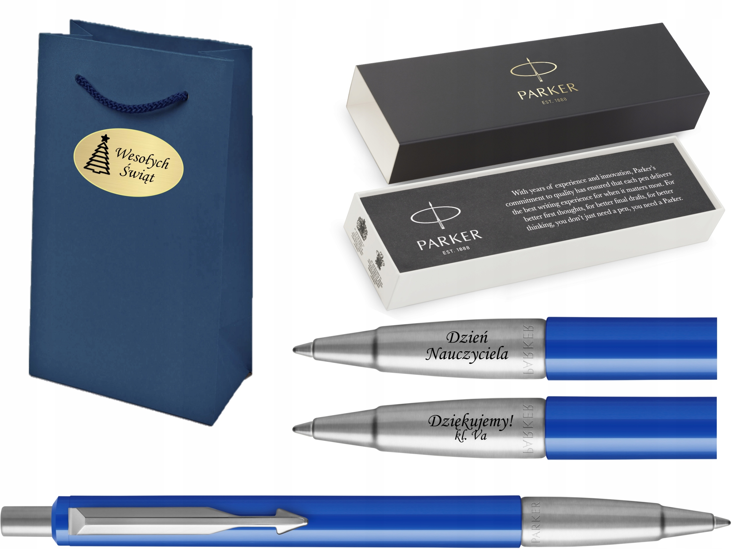 PARKER DŁUGOPIS VECTOR NIEBIESKI GRAWER TOREBKA