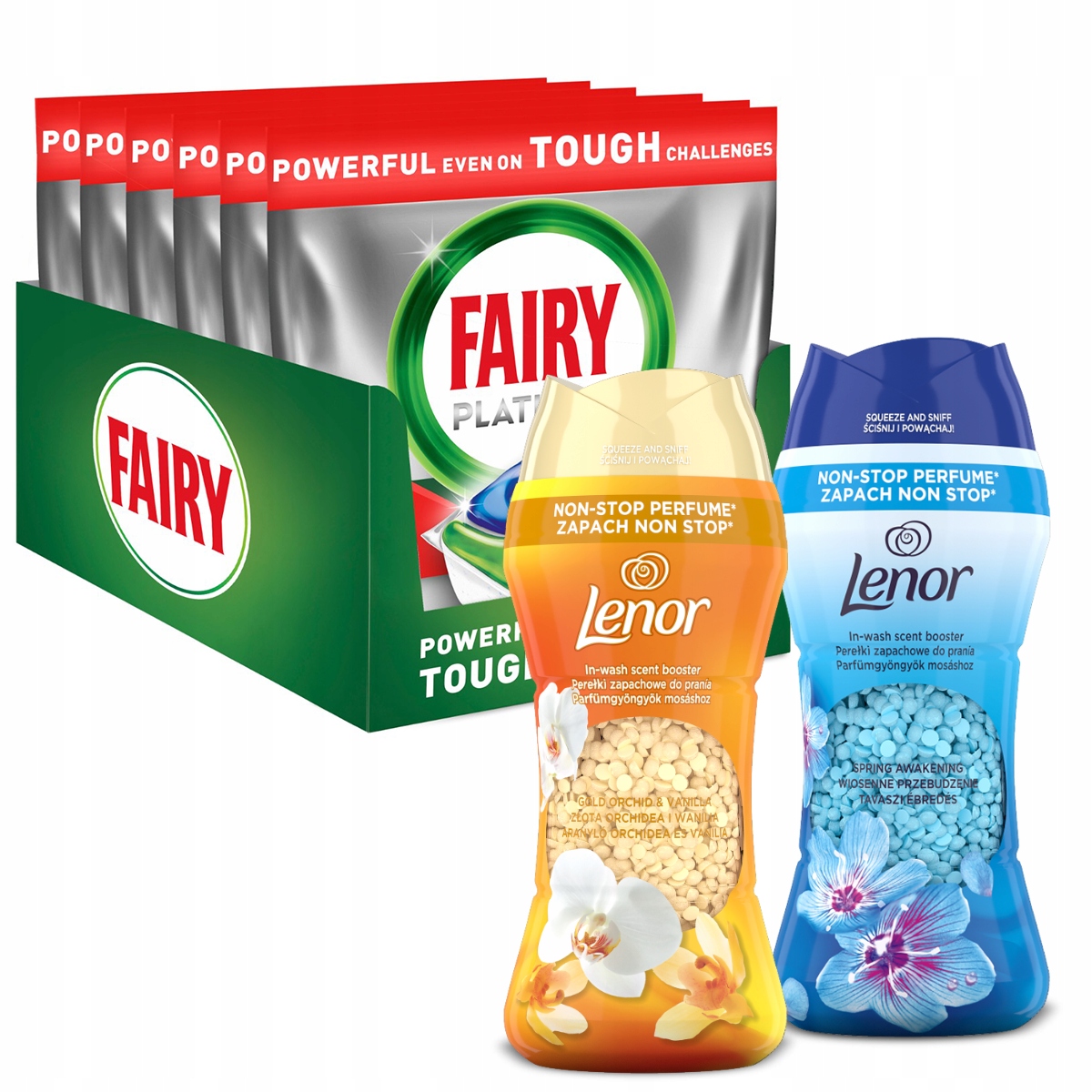 Zestaw:Fairy Platinum All In One+Perełki Lenor Spring Awakening+Gold Orchid