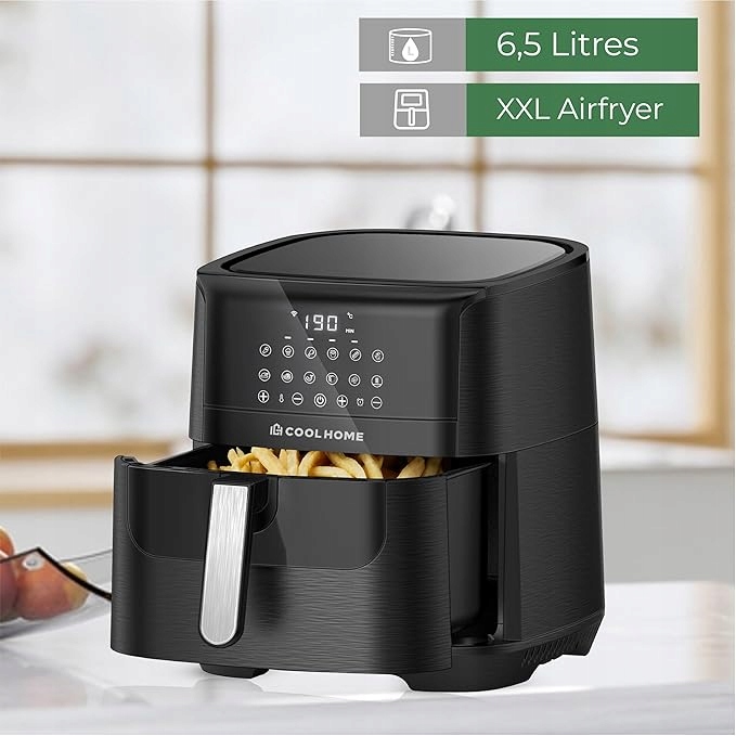 COOLHOME AF23 Frytkownica Beztłuszczowa XXL 6,5L Czarna Z Powłoką Ceramiczn — miniatura 9