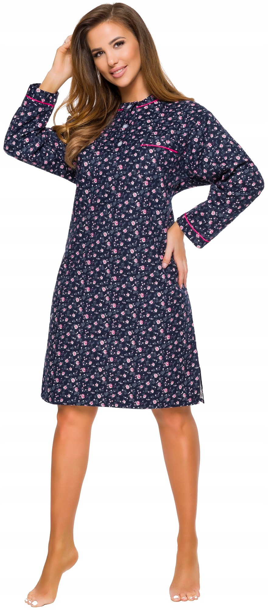 FLANELOWA BAWEŁNIANA DAMSKA KOSZULA NOCNA L Rozmiar L