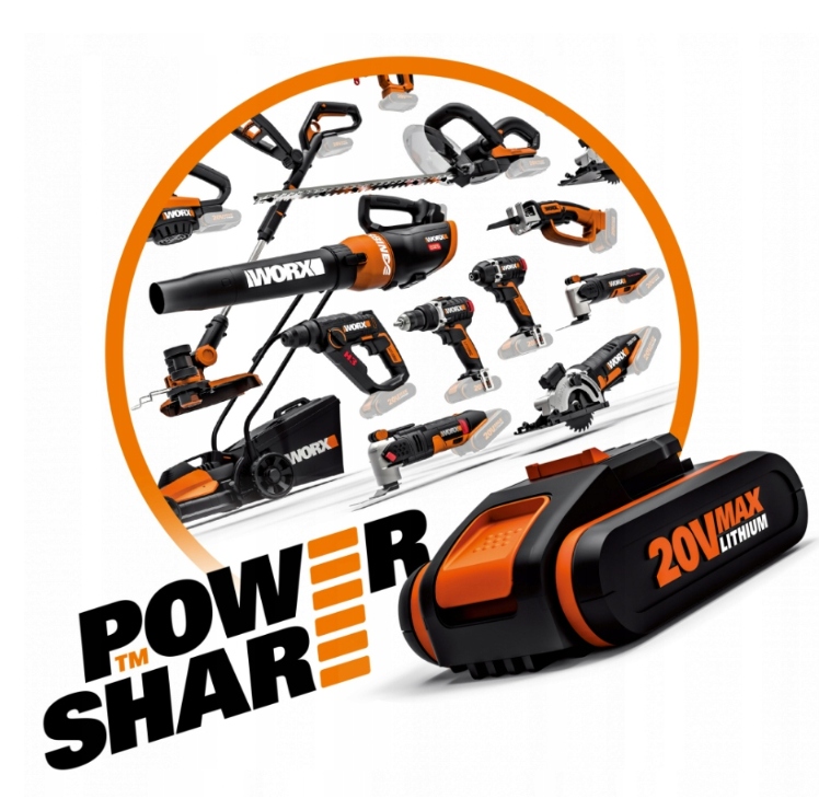 Pistolet do kleju akumulatorowy 20V WORX WX045.9 Zasilanie akumulatorowe