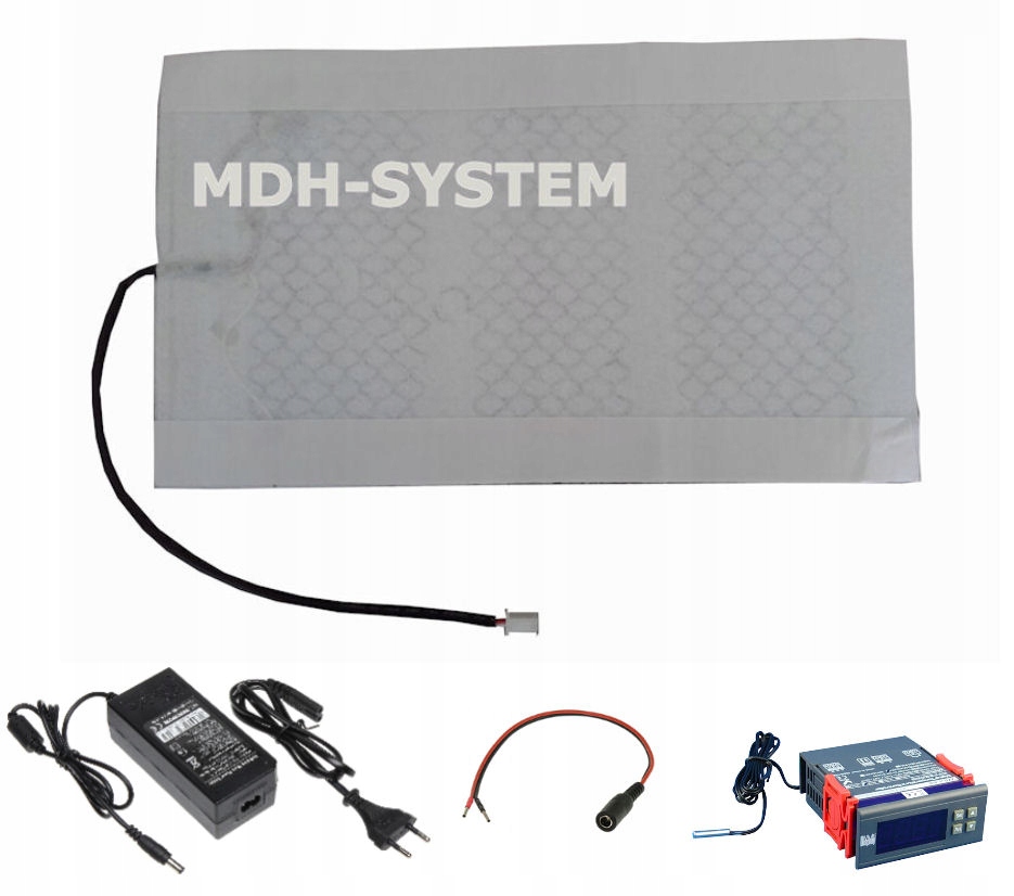 ZESTAW MATA GRZEWCZA 25W TERMOSTAT ZASILACZ 12V
