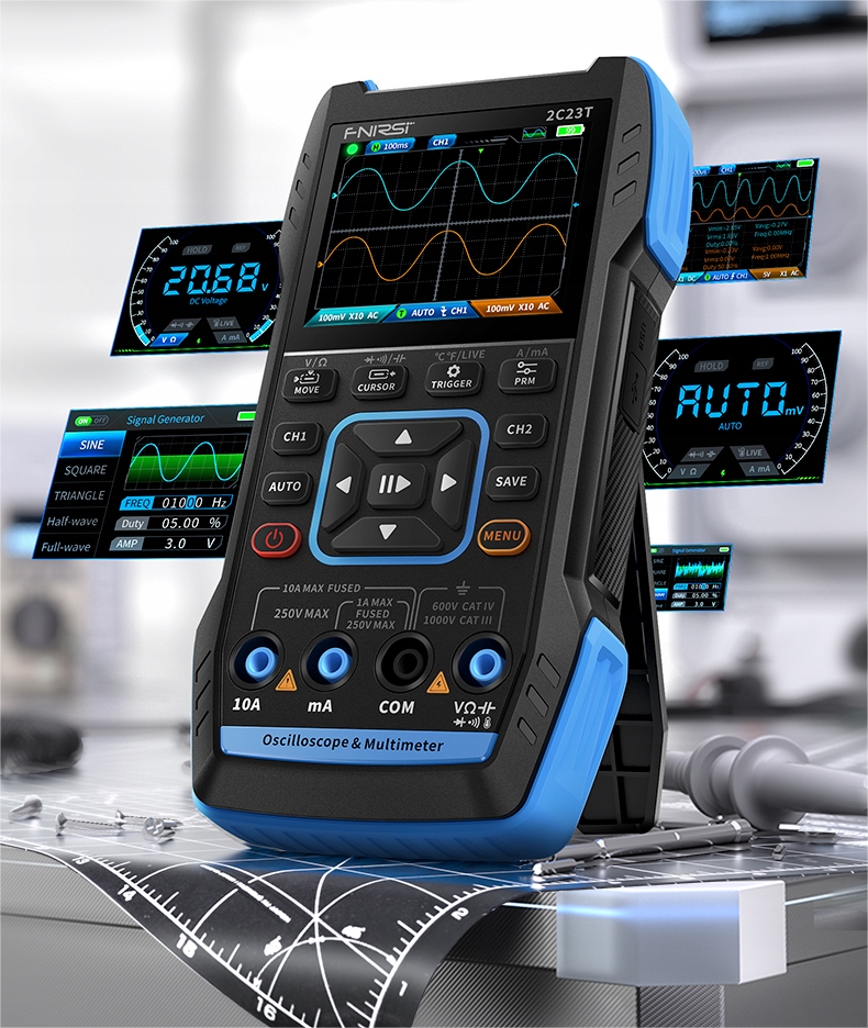 Multimetr cyfrowy miernik miernika generator oscyloskop 3w1 FNIRSI 2C23T 2x sonda Marka Inna