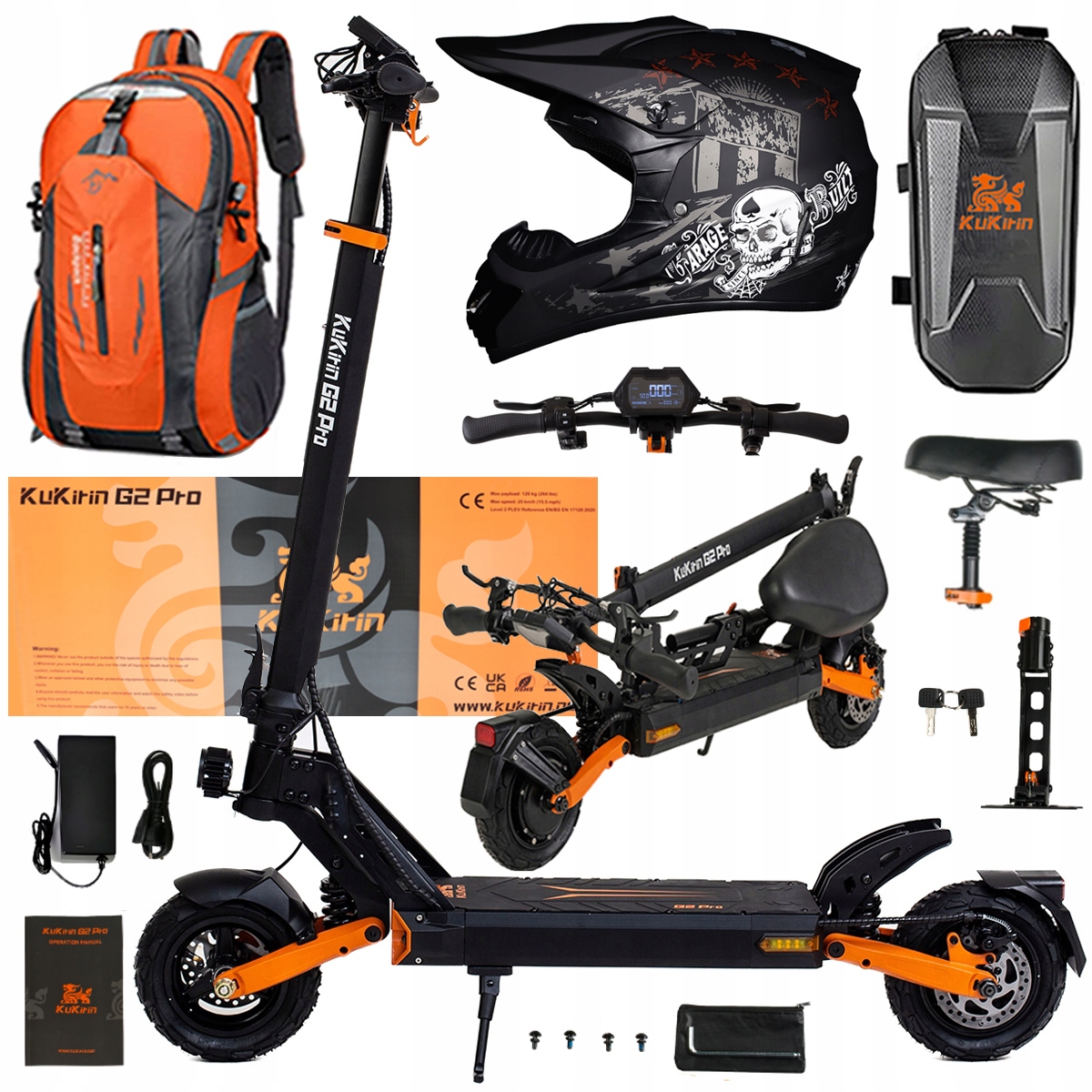 Składany Pojazd Elektryczny Kukirin G2 Pro 1000W 48V 15.6AH 45KM/H +Prezent