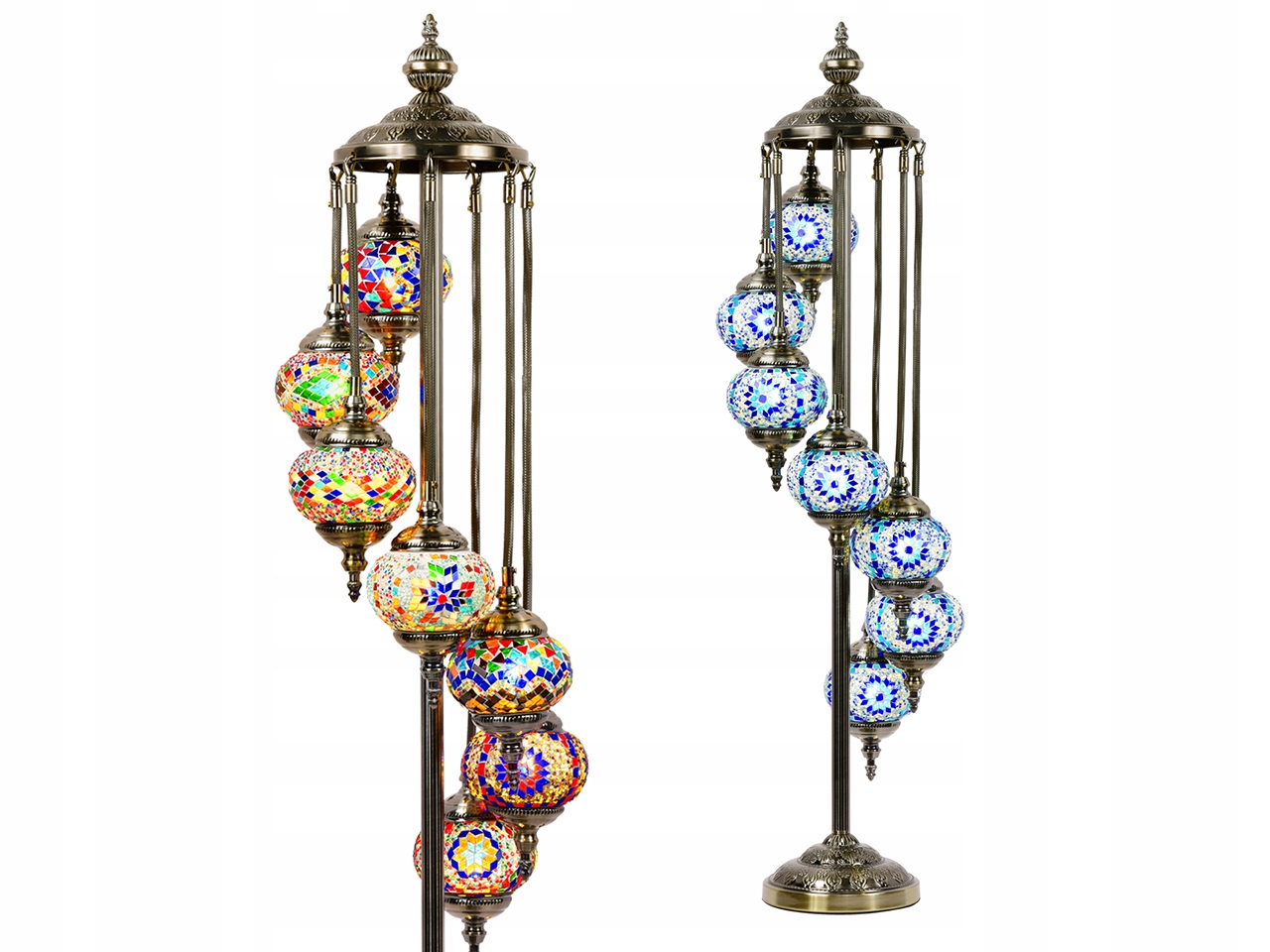 Podlahová Lampa Sedem Tienidiel Sklenená Mozaika Viacfarebná Orient