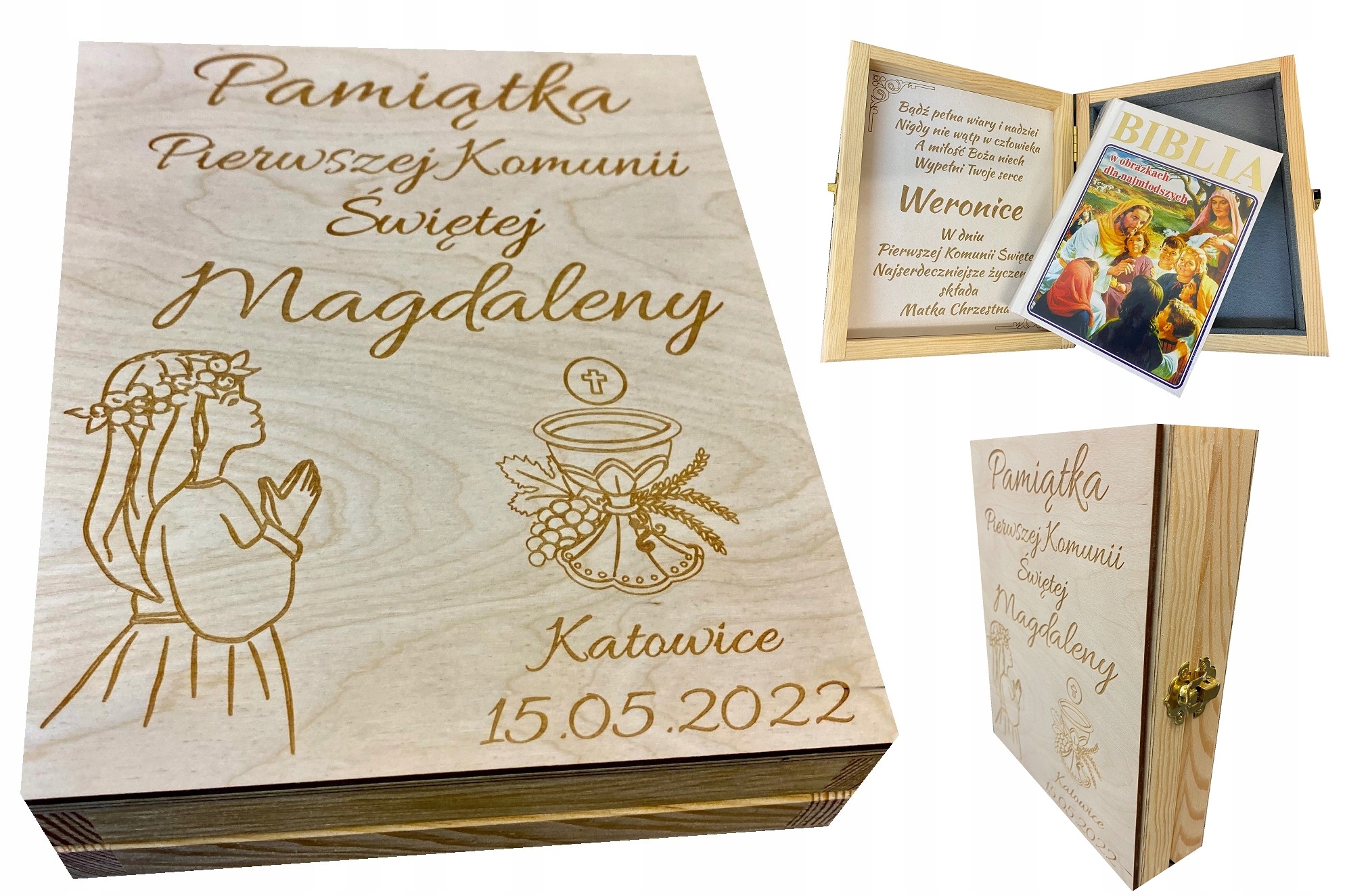

Biblia Pismo Święte Komunia Chrzest Pudełko Grawer