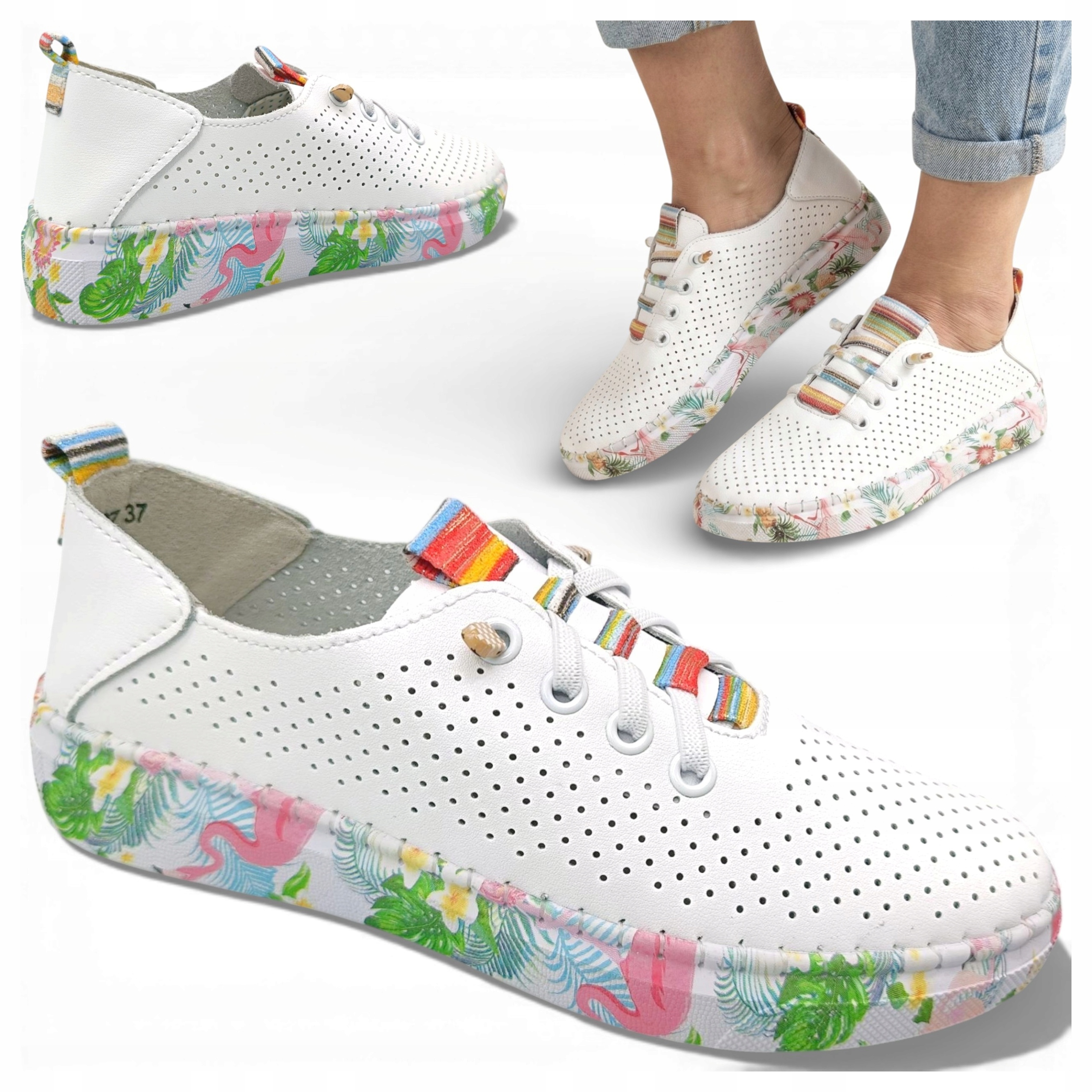 39 Artiker Dámská sportovní obuv z přírodní kůže, zasouvací, ažurová, lehká