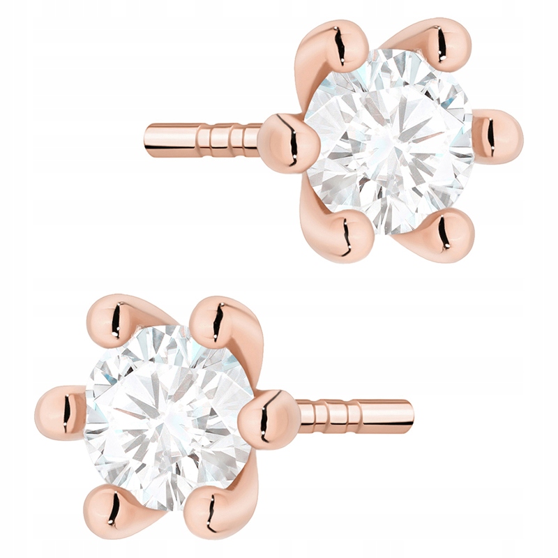 Klasické Zlaté Náušnice Dámské pr. 585 na tyč s diamanty 0,60 ct 14k