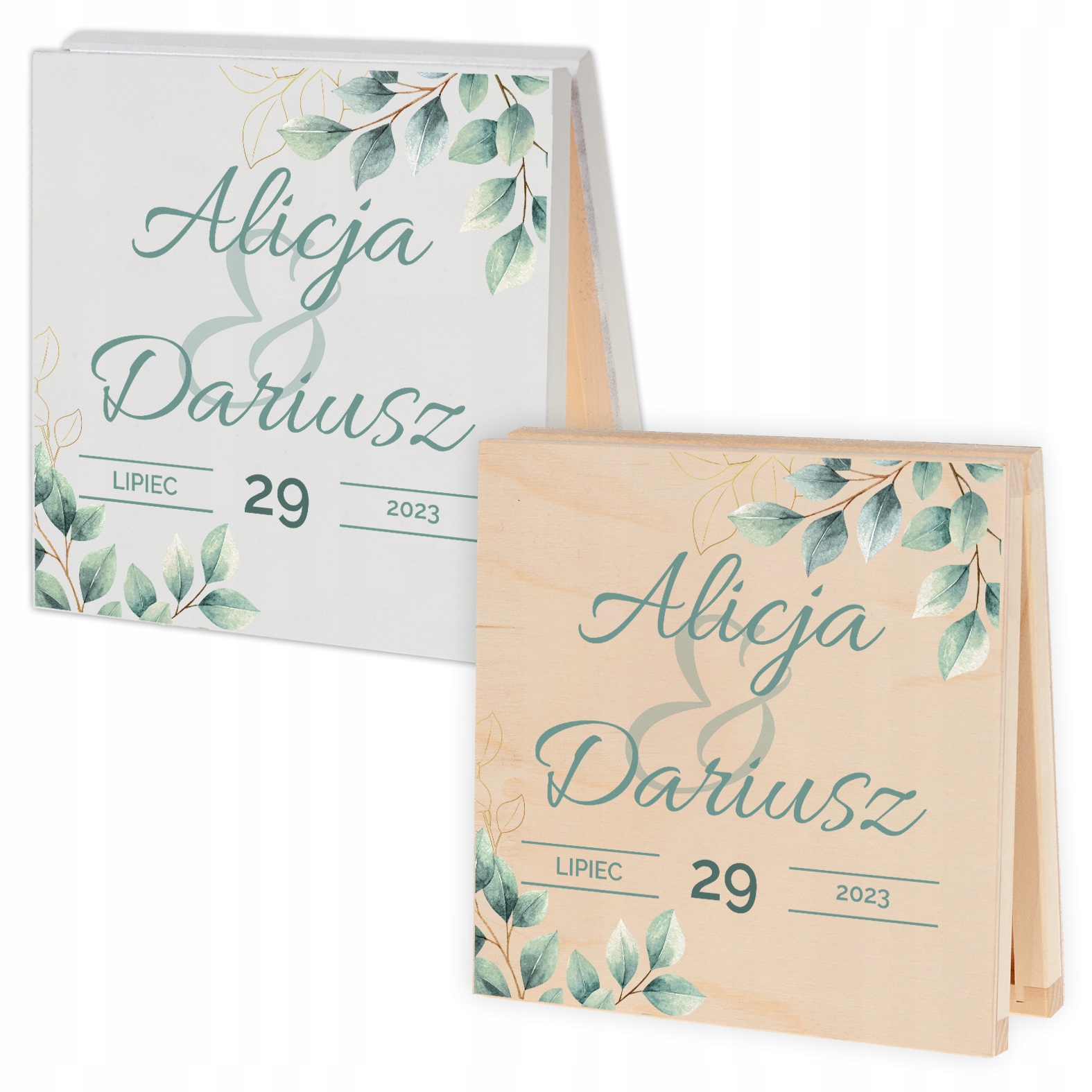 PUDEŁKO DREWNIANE ZAPROSZENIE PROŚBA DLA RODZICÓW ŚLUB WESELE ZIELONE Z2 Marka Wyczaruj Prezent